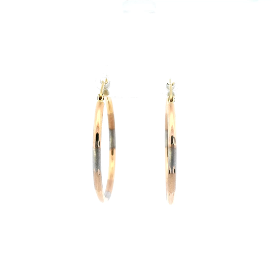 14K Tri Color Hoop Earrings