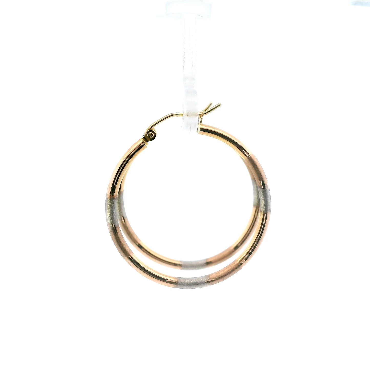 14K Tri Color Hoop Earrings