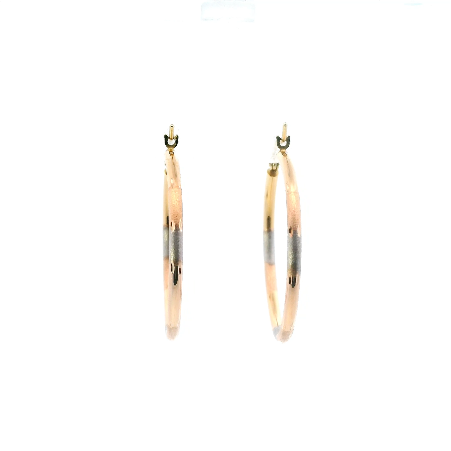 14K Tri Color Hoop Earrings