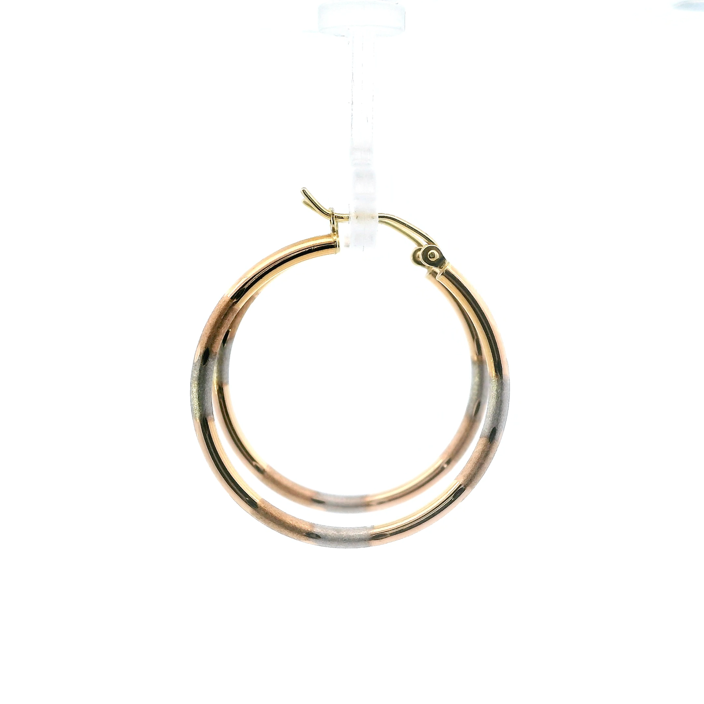 14K Tri Color Hoop Earrings