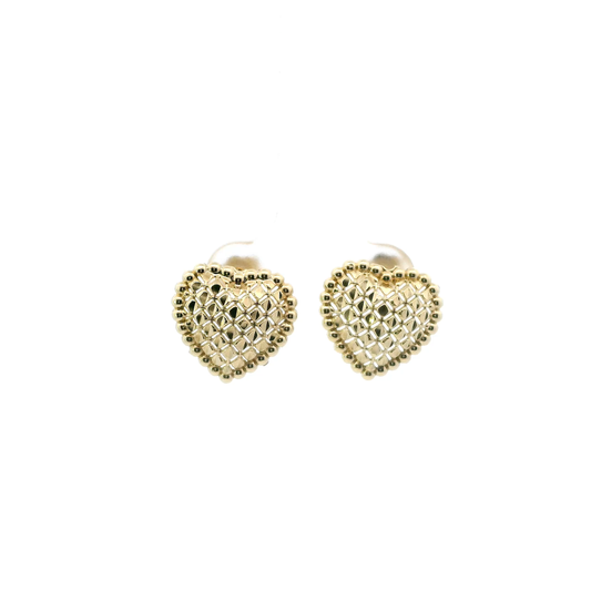 10K Yellow Gold Heart Stud Earrings