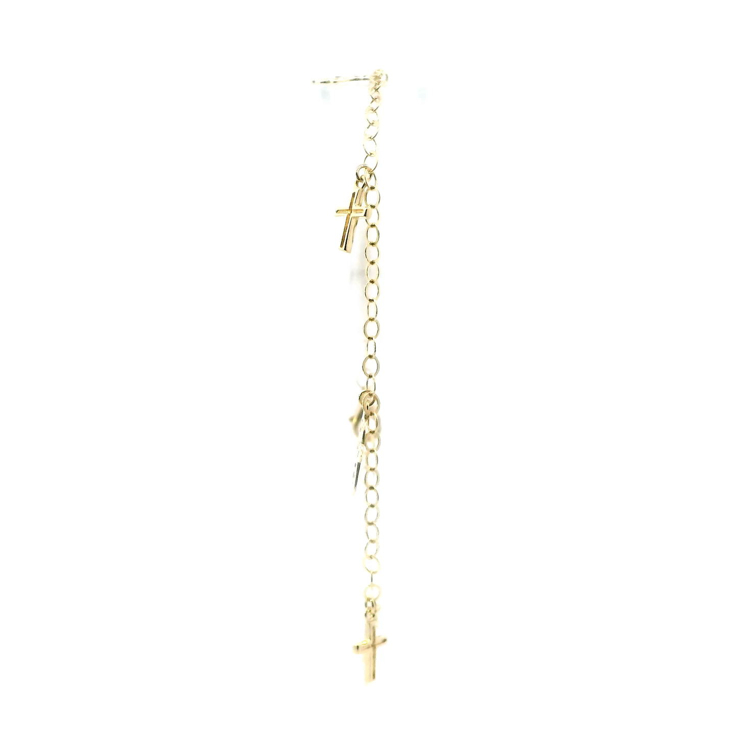 14K Yellow Gold Cross & Hamsa Charm Bracelet