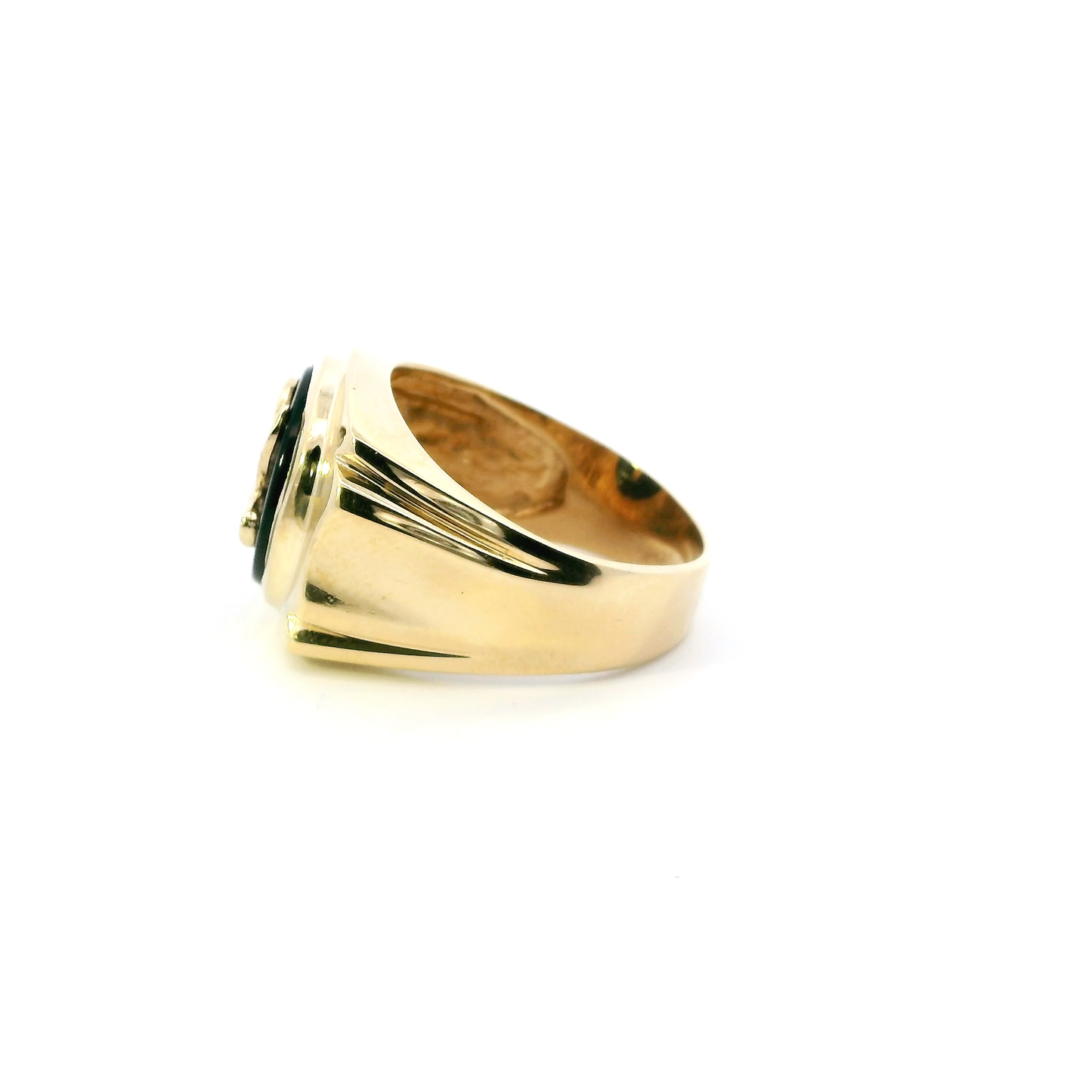 14K Yellow Gold Black Onyx Eagle Ring