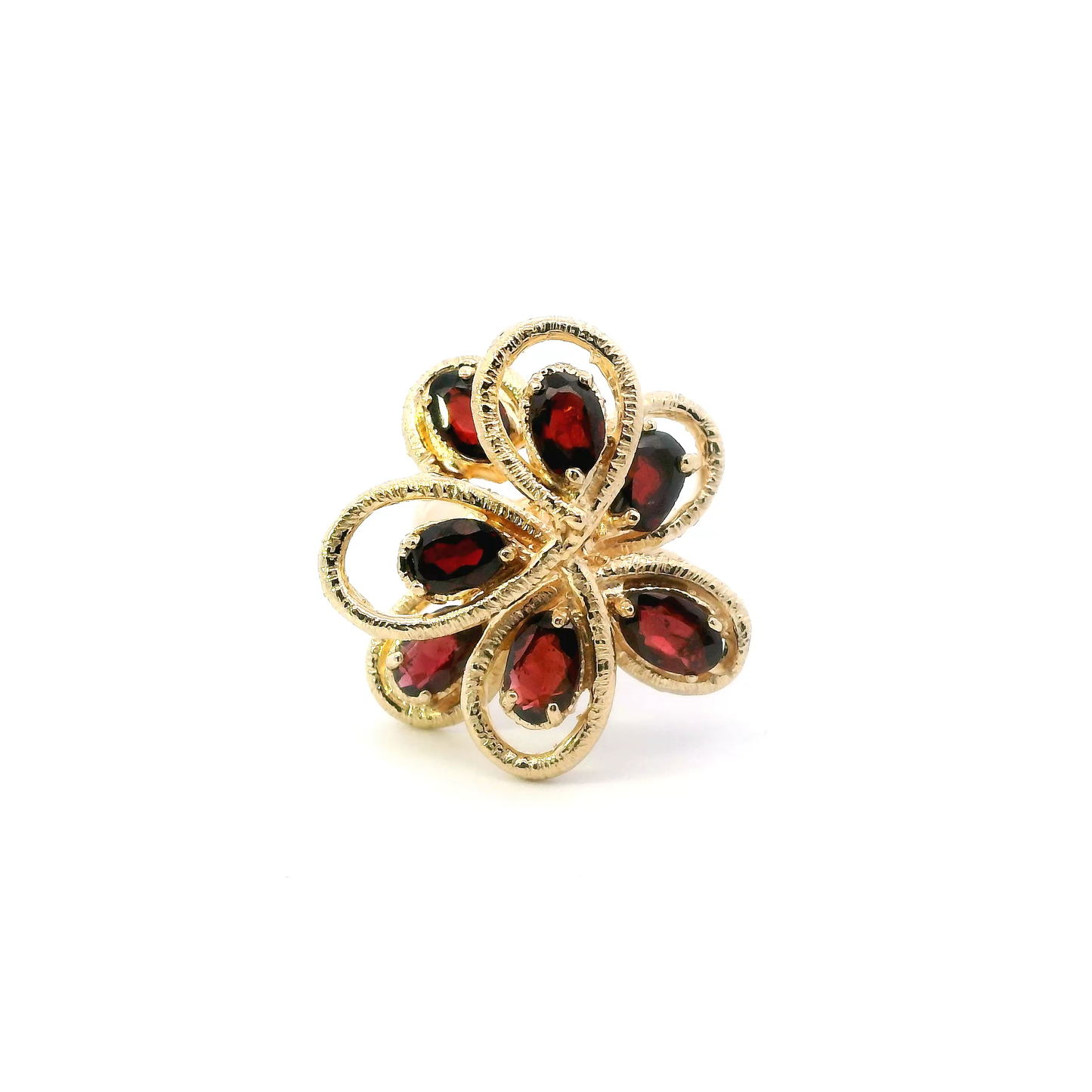 14K Yellow Gold Garnet Abstract Ring