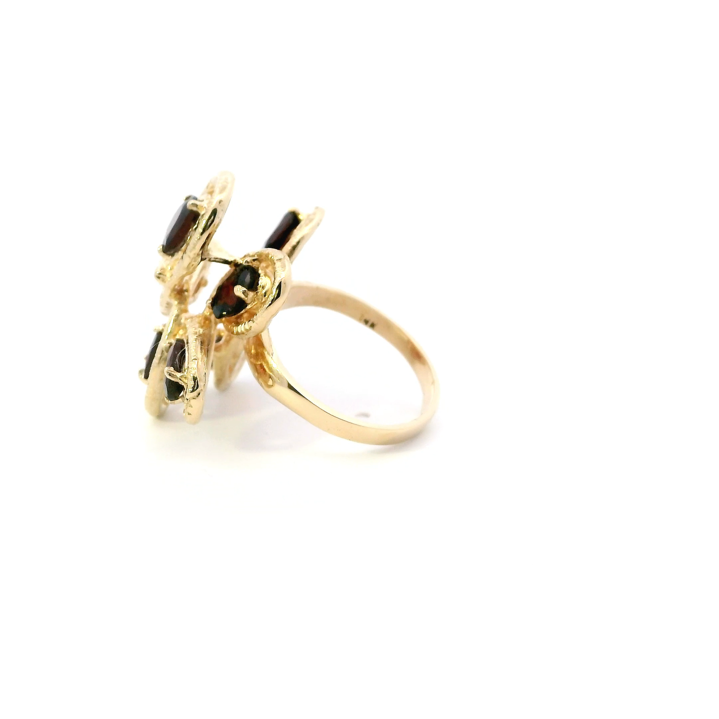 14K Yellow Gold Garnet Abstract Ring