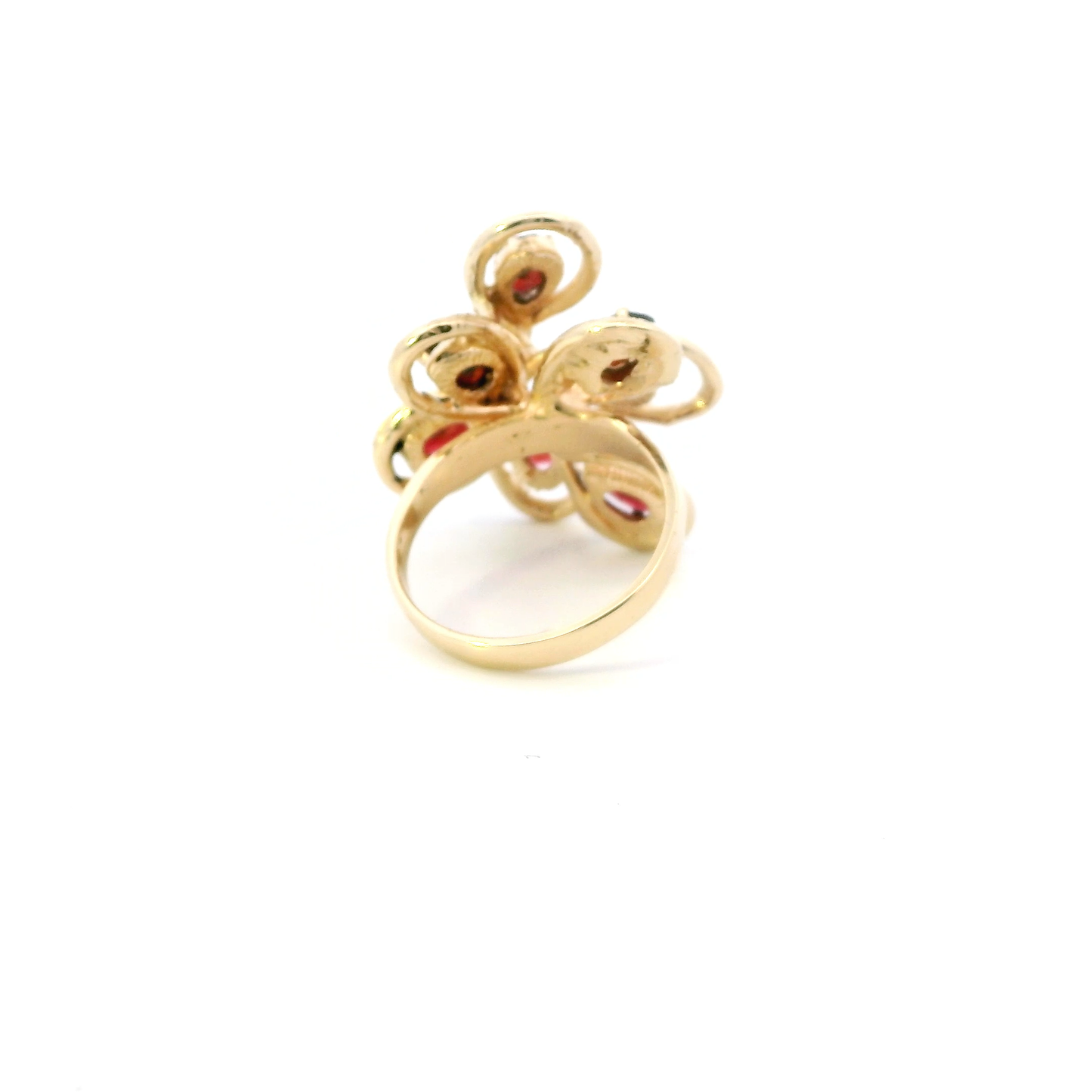 14K Yellow Gold Garnet Abstract Ring