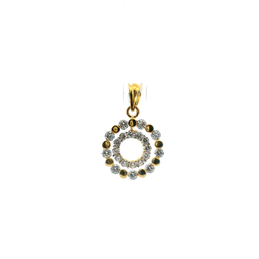 18K Yellow Gold Double Circle Pendant
