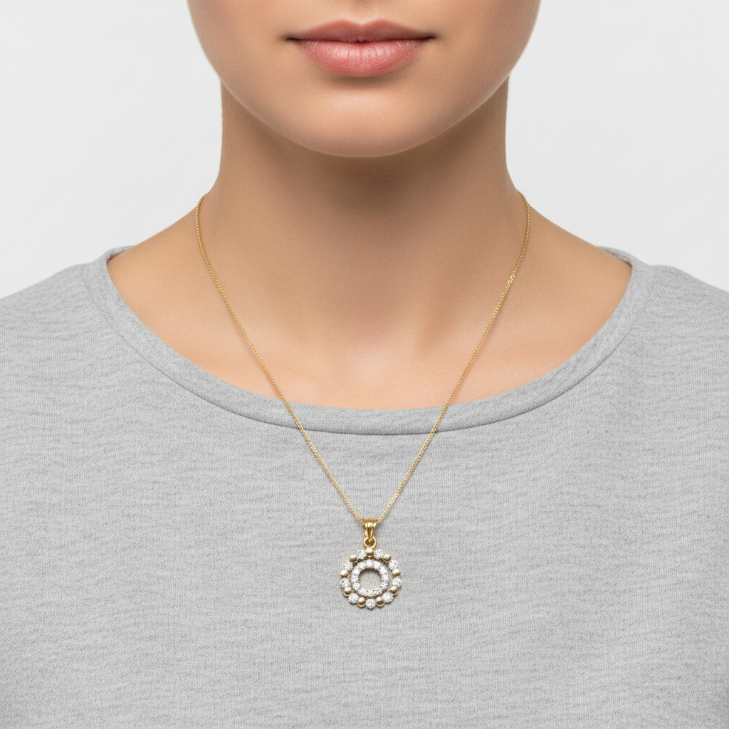 18K Yellow Gold Double Circle Pendant