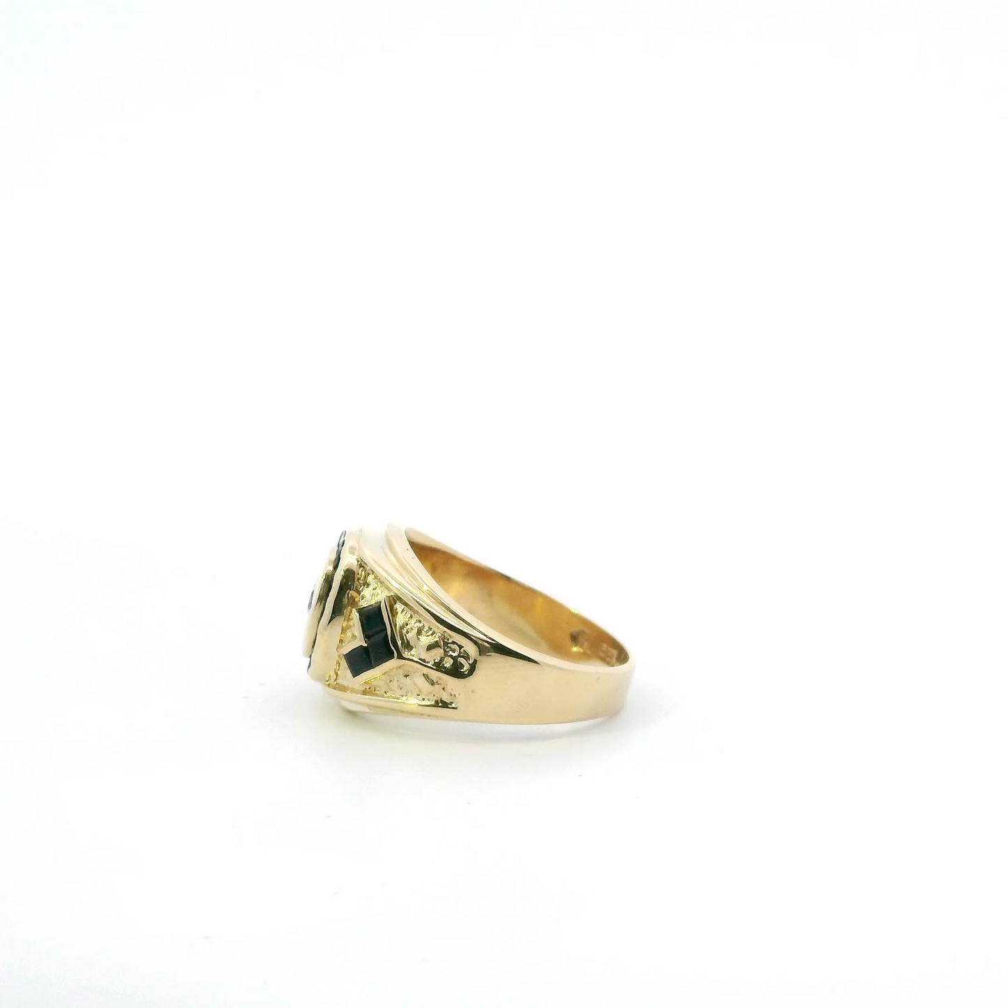 14K Yellow Gold Blue & Red Sapphire Mens Ring