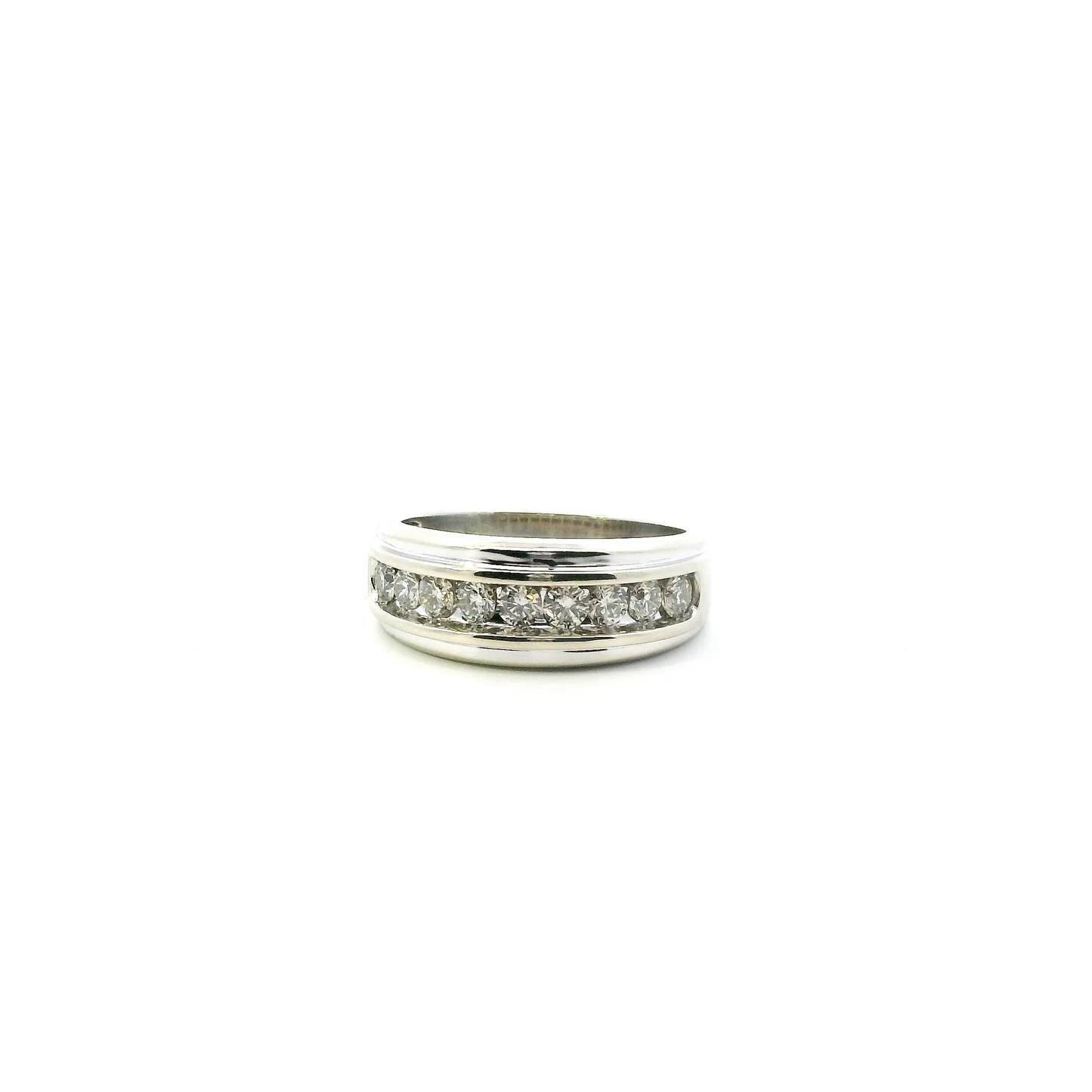 10K White Gold Diamond Mens Ring - 0.90ct