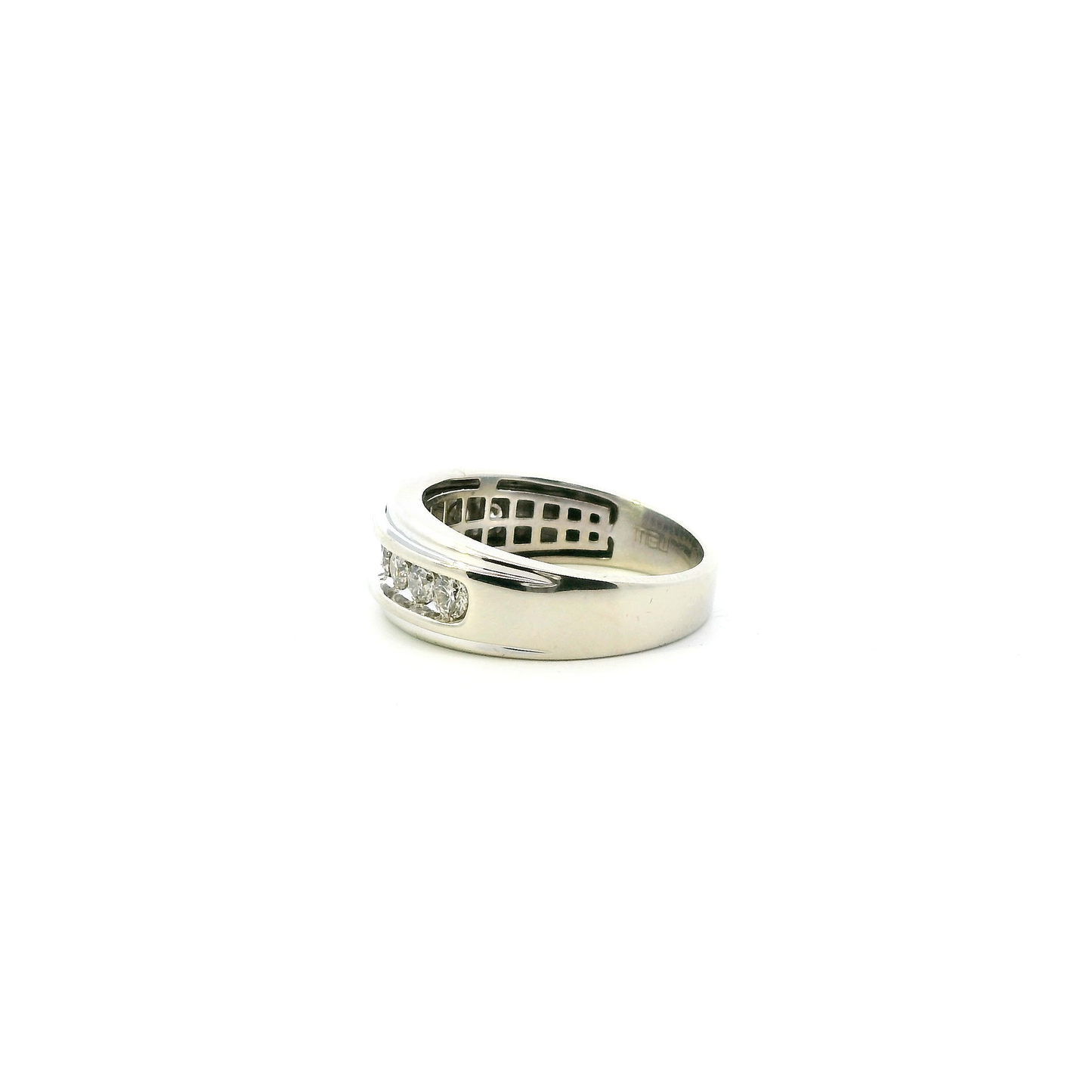 10K White Gold Diamond Mens Ring - 0.90ct