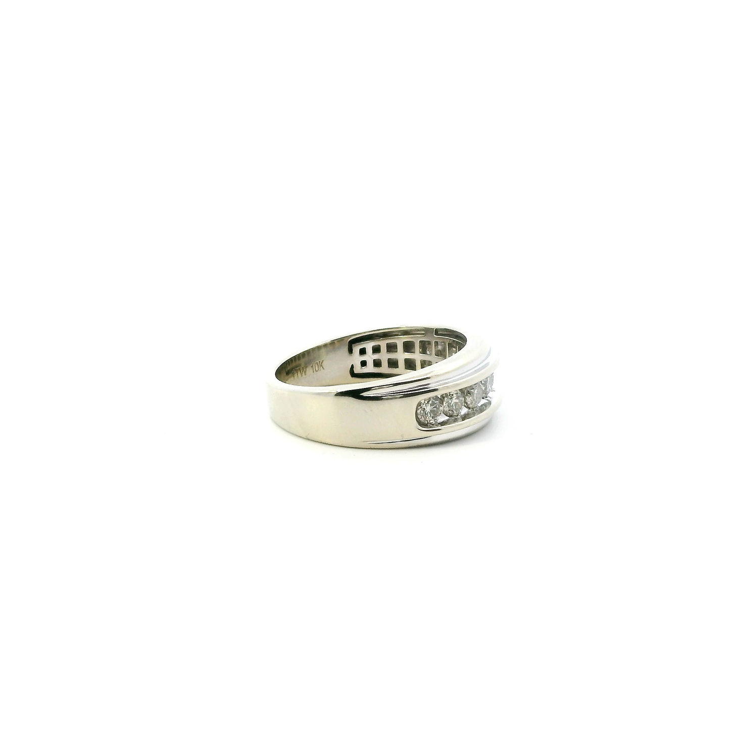 10K White Gold Diamond Mens Ring - 0.90ct