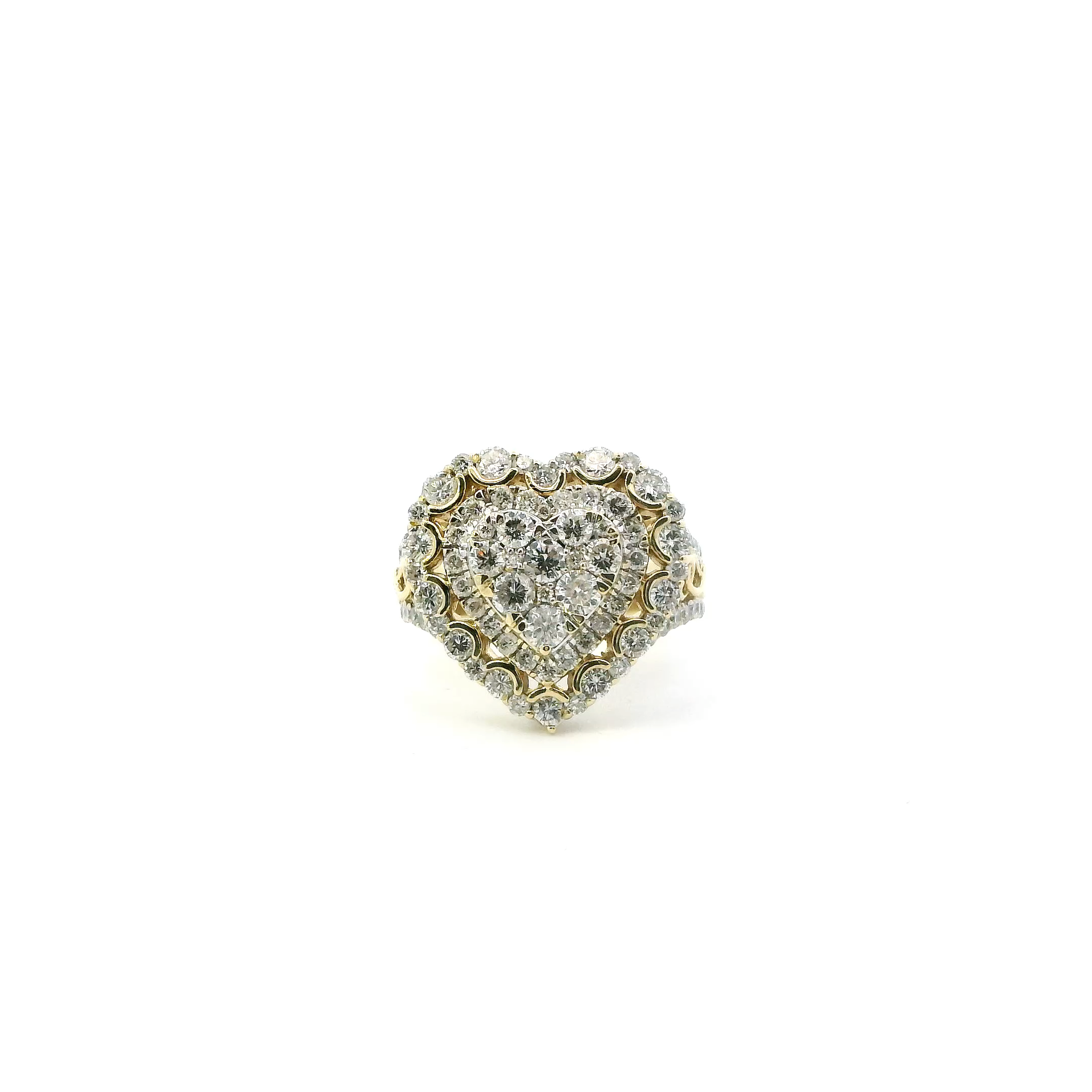 10K Yellow Gold Diamond Heart Womens Ring - 1.73ct