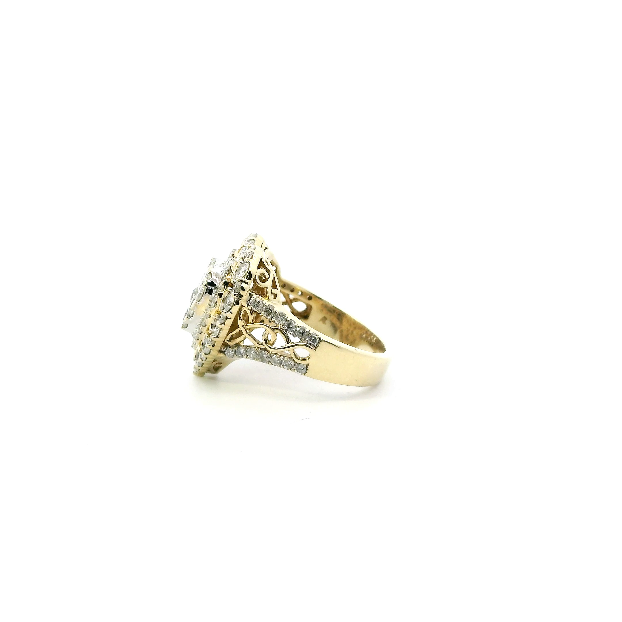 10K Yellow Gold Diamond Heart Womens Ring - 1.73ct