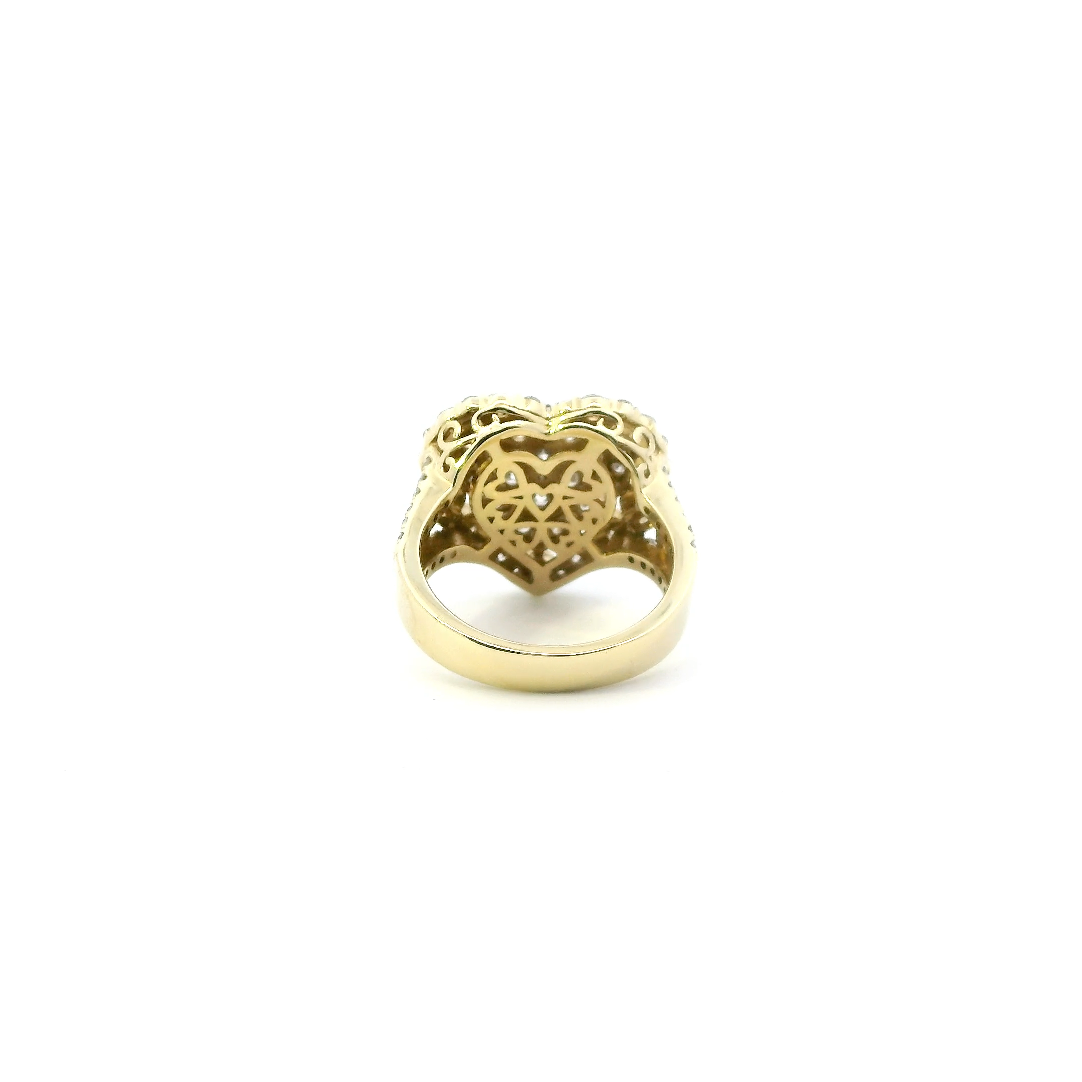 10K Yellow Gold Diamond Heart Womens Ring - 1.73ct