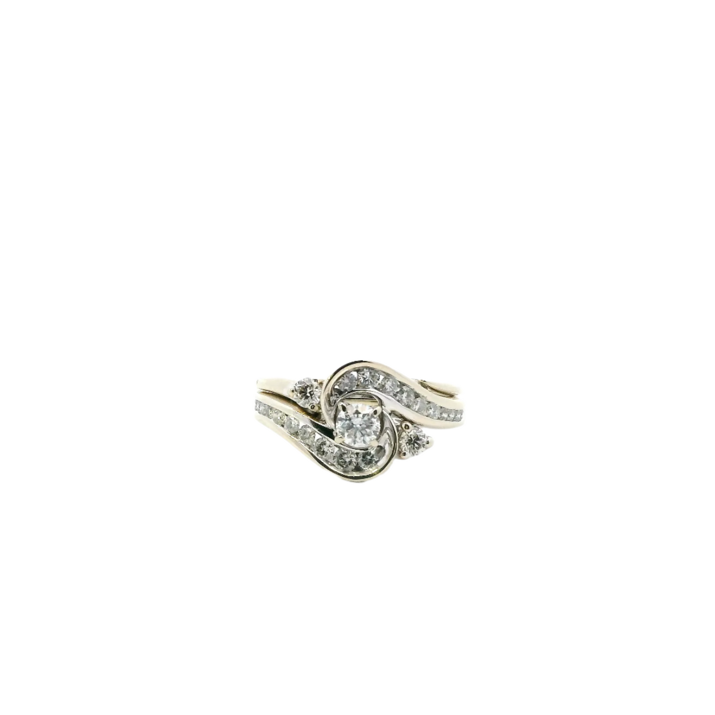 14K Yellow Gold Diamond Womens Engagement & Wedding Ring Set  - 0.77ct