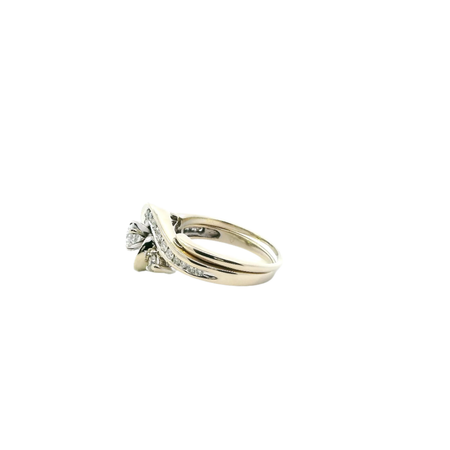 14K Yellow Gold Diamond Womens Engagement & Wedding Ring Set  - 0.77ct