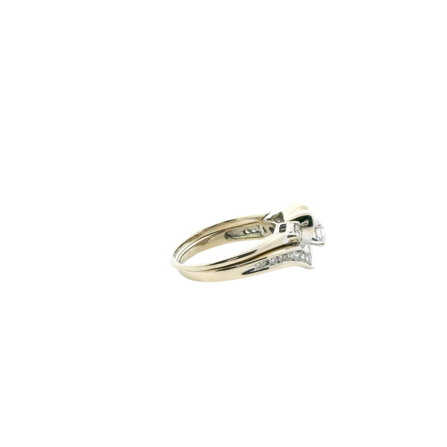 14K Yellow Gold Diamond Womens Engagement & Wedding Ring Set  - 0.77ct