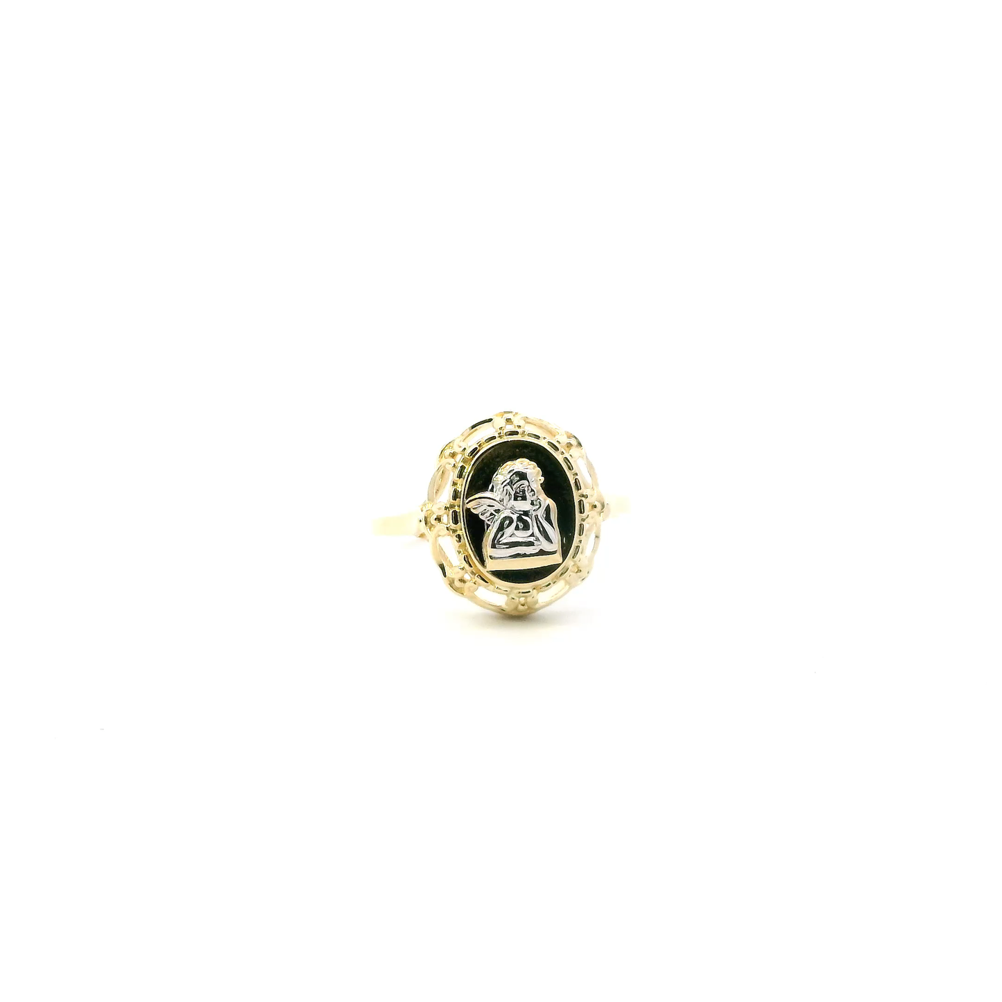 10K Yellow & White Gold Angel Womens Ring