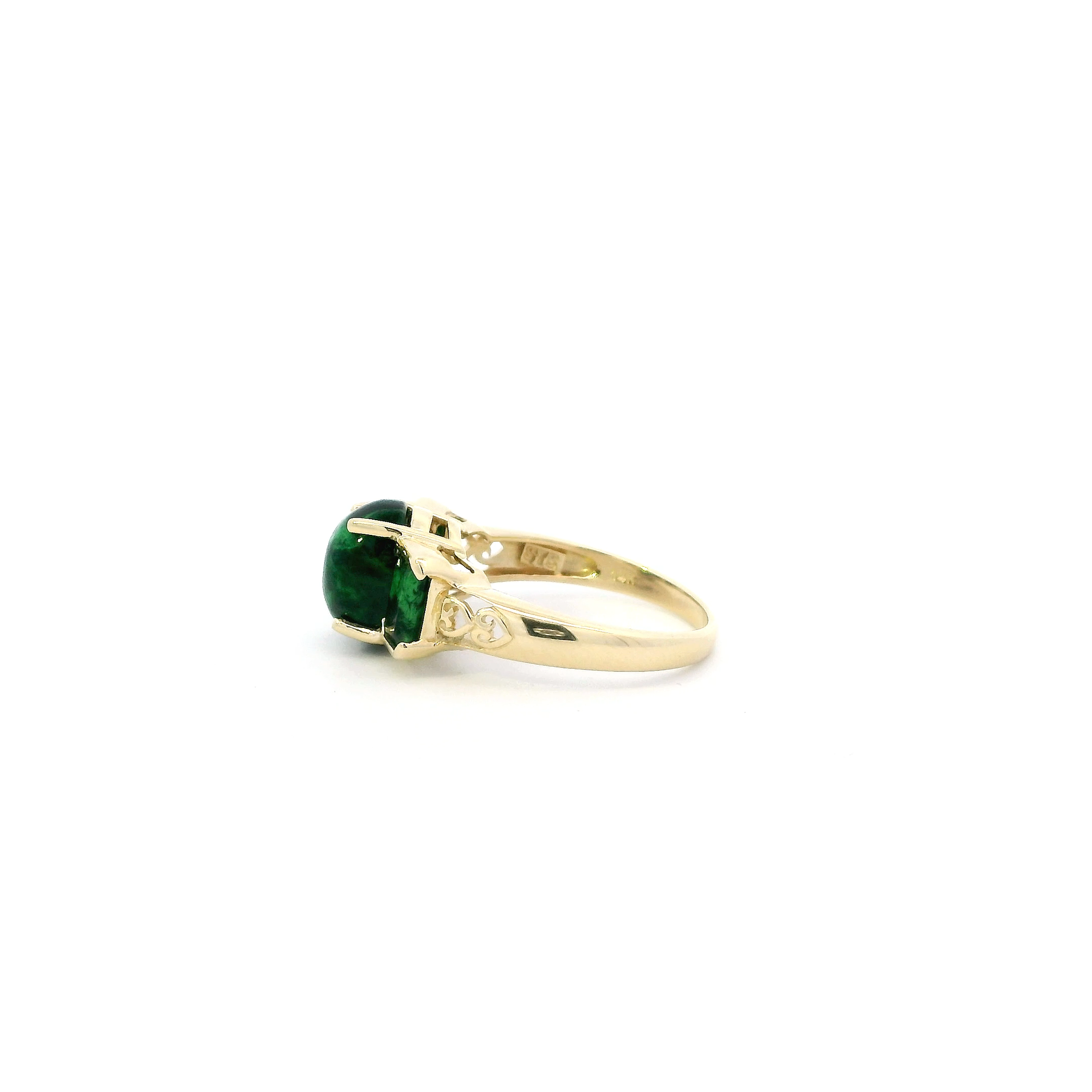 14K Yellow Gold Jadeite Albite Womens Ring