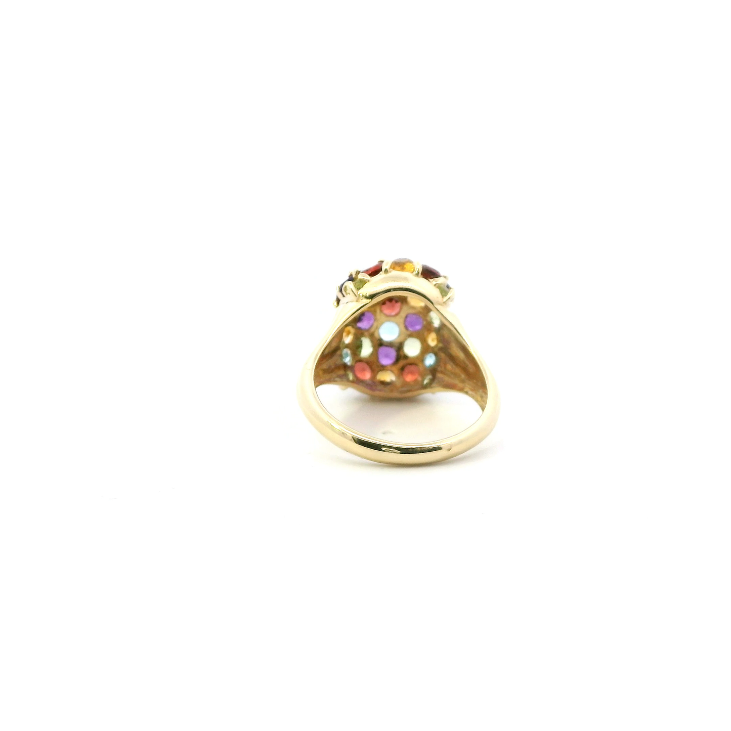 10K Yellow Gold Peridot, Garnet, Amethyst, Aquamarine Womens Ring