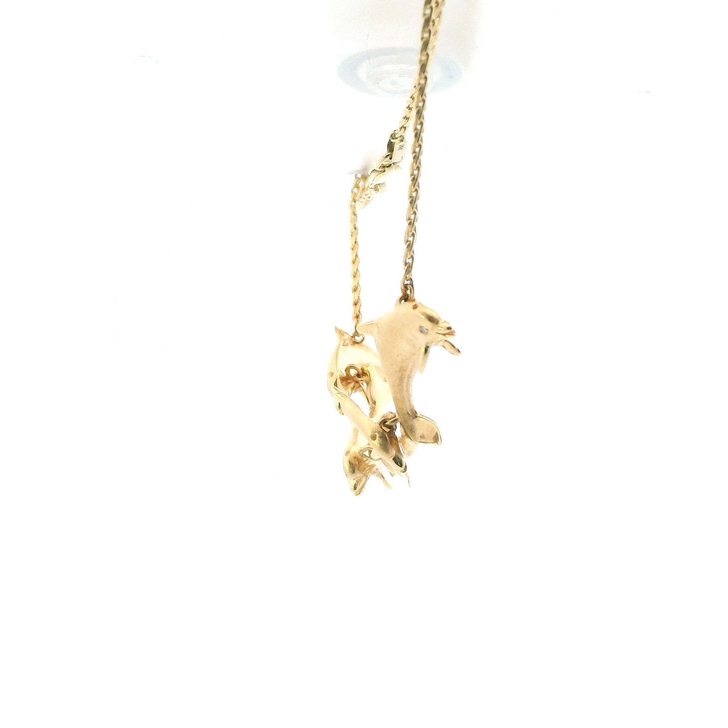 14K Yellow Gold Diamond Dolphin Necklace - 0.04ct