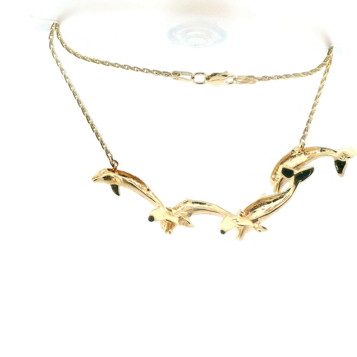 14K Yellow Gold Diamond Dolphin Necklace - 0.04ct
