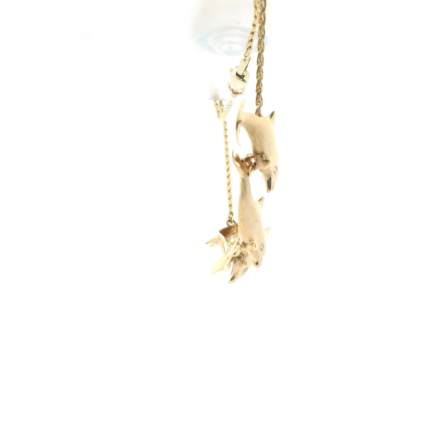 14K Yellow Gold Diamond Dolphin Necklace - 0.04ct