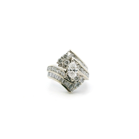 14K White Gold Diamond Womens Ring - 1.82ct