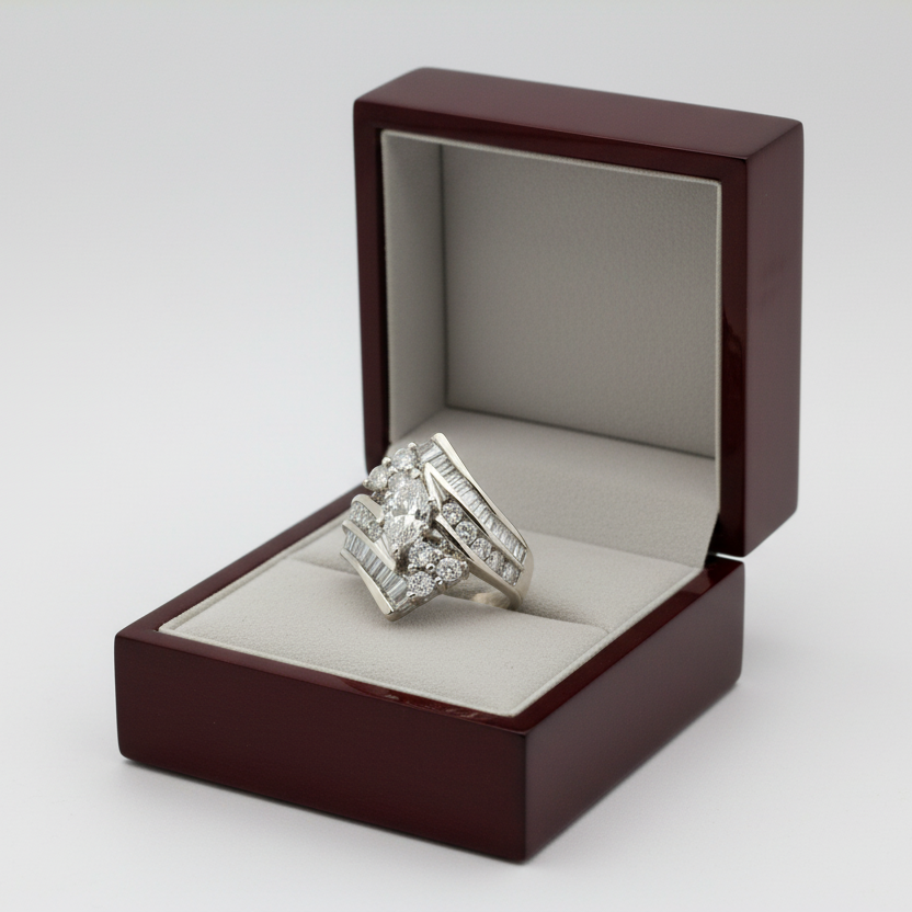 14K White Gold Diamond Womens Ring - 1.82ct