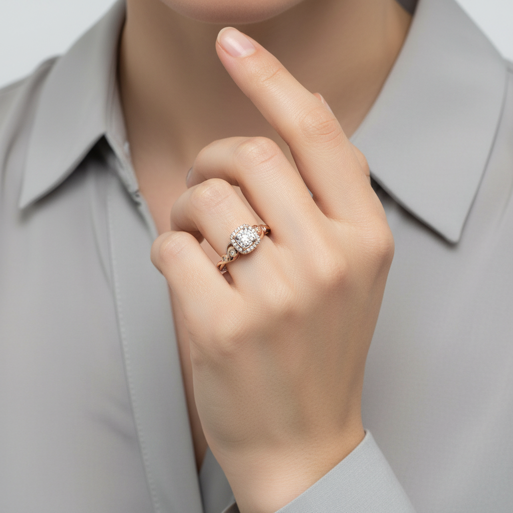 10K Rose Gold Diamond Womens Ring - 0.13ct