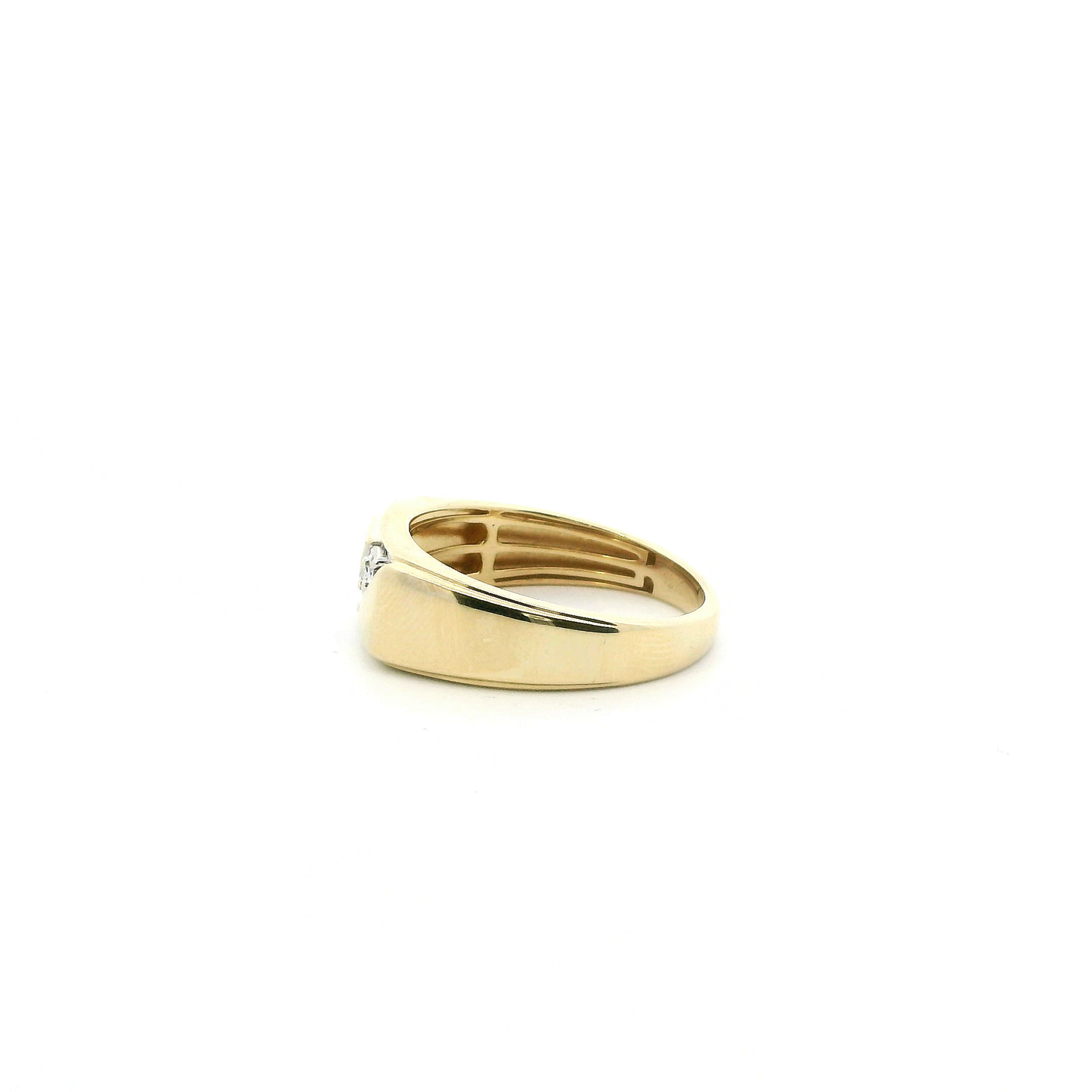 10K Yellow Gold Diamond Illusion Set Diamond Mens Ring - 0.03ct