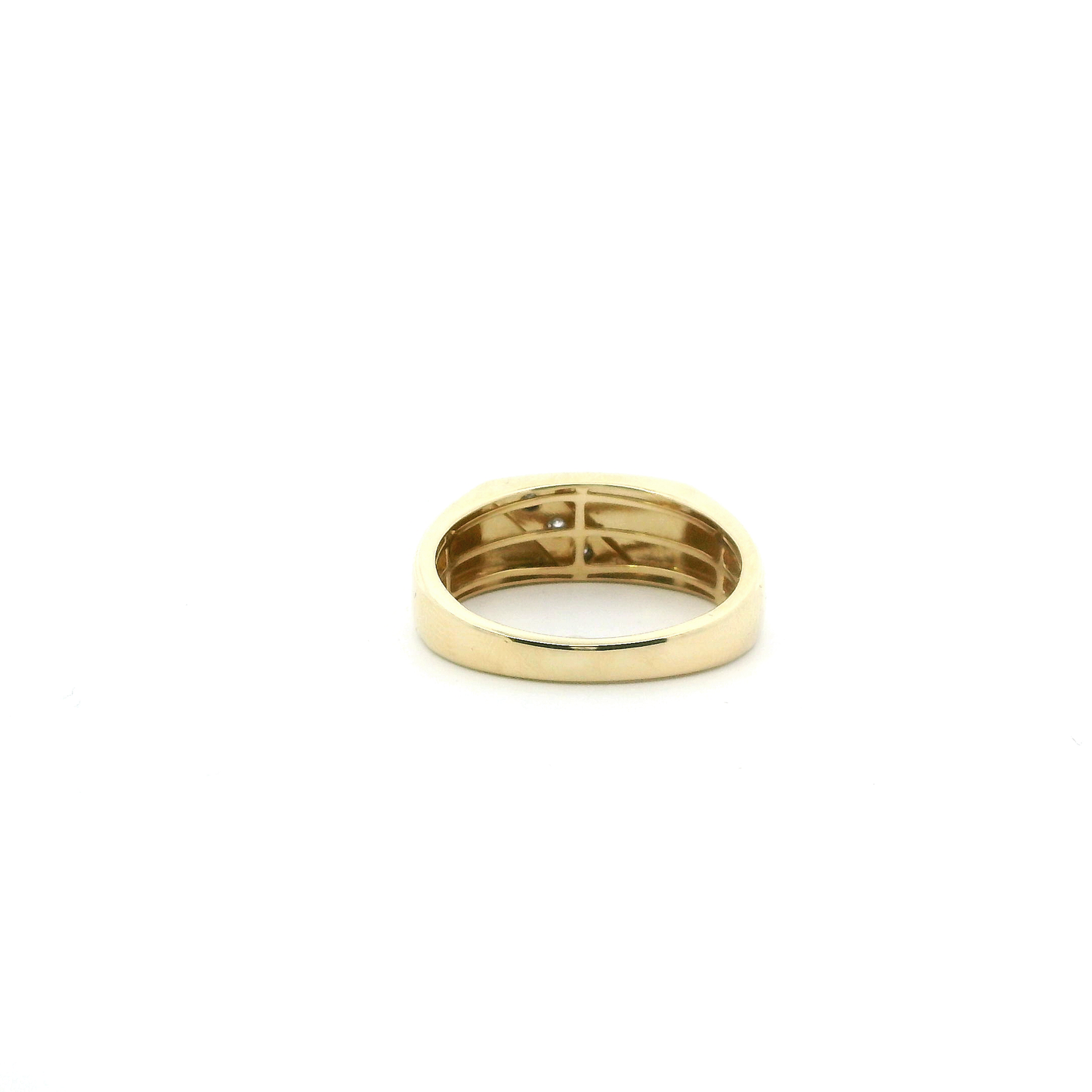 10K Yellow Gold Diamond Illusion Set Diamond Mens Ring - 0.03ct
