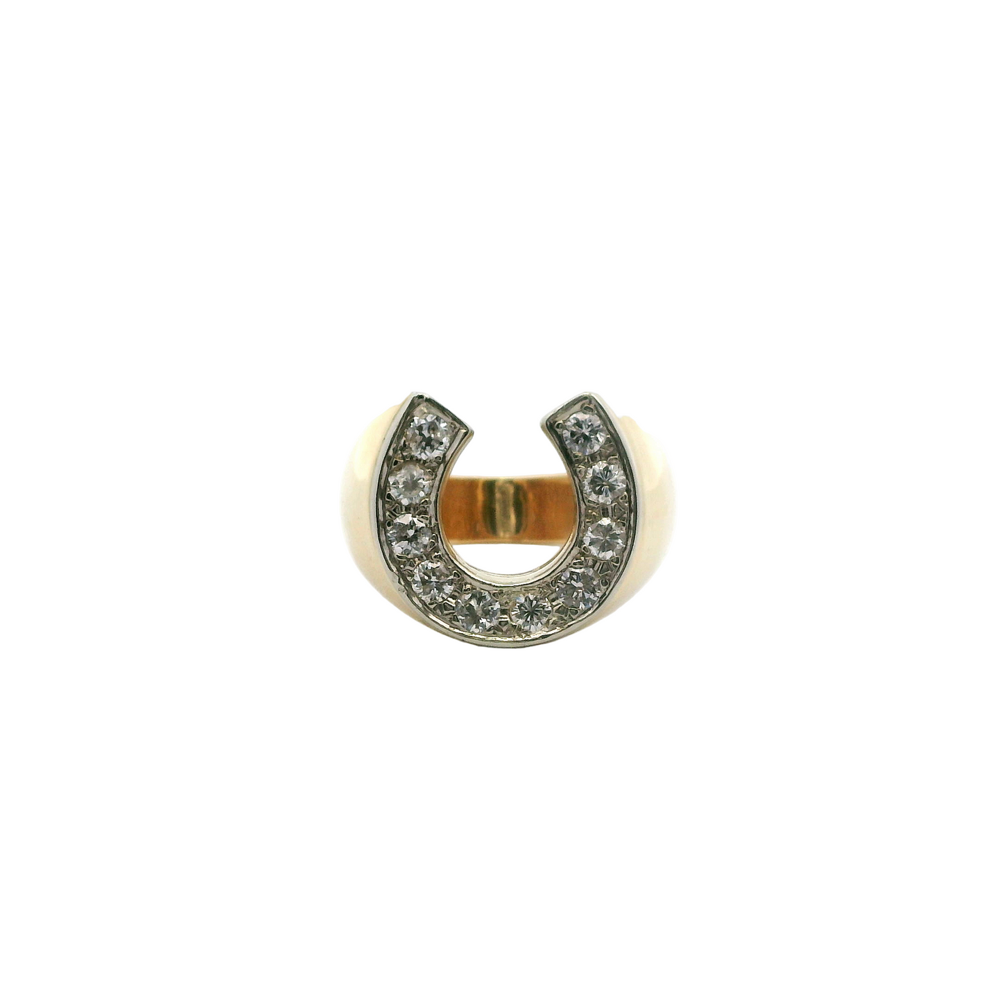 14K Yellow Gold Diamond Horseshoe Mens Ring - 0.82ct