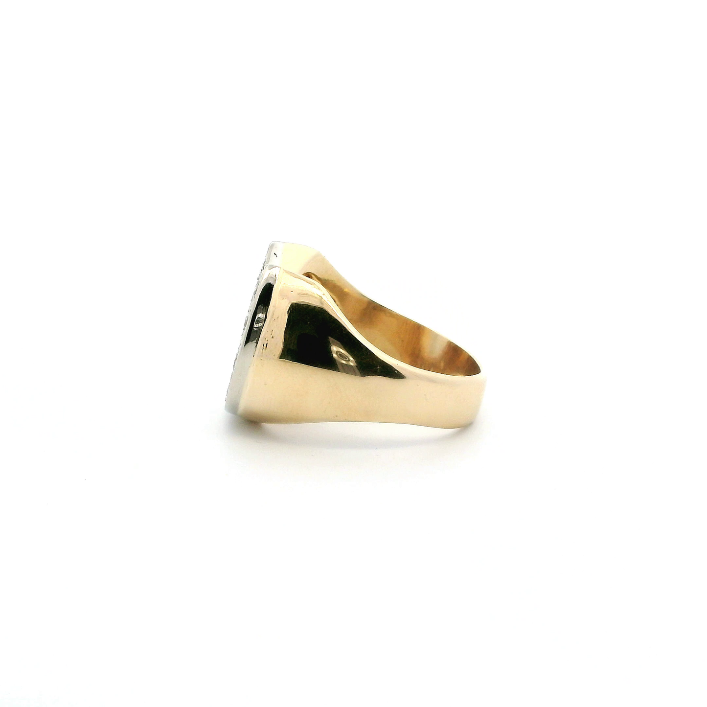 14K Yellow Gold Diamond Horseshoe Mens Ring - 0.82ct