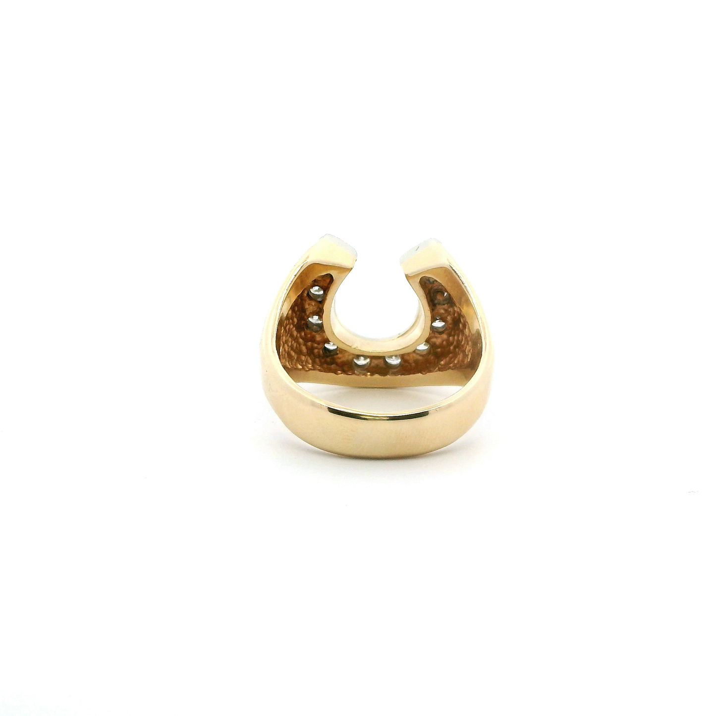 14K Yellow Gold Diamond Horseshoe Mens Ring - 0.82ct