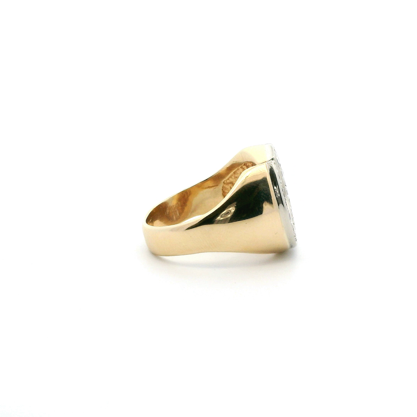 14K Yellow Gold Diamond Horseshoe Mens Ring - 0.82ct