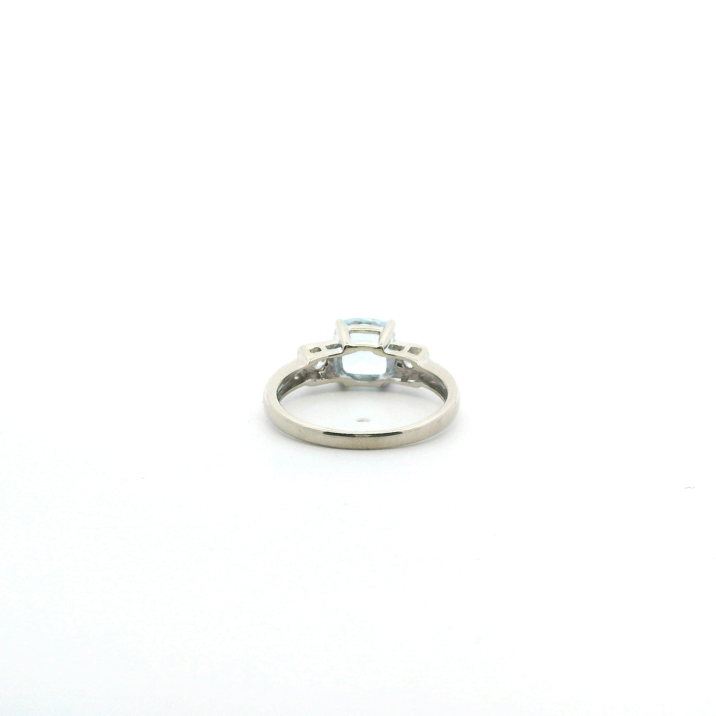 14K Whit Gold Aquamarine & Diamond Womens Ring - 0.12ct