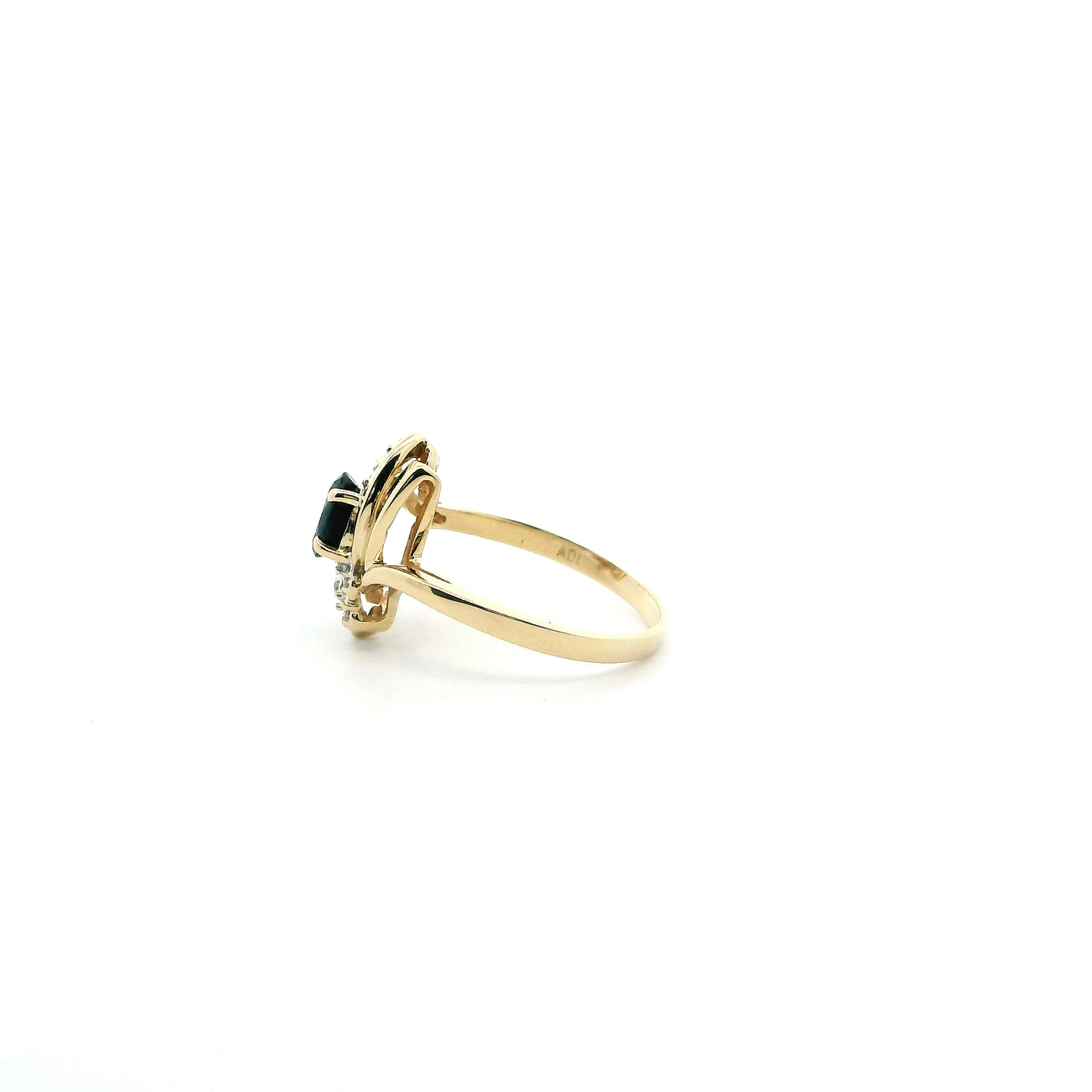 10K Yellow Gold Blue Sapphire & Diamond Womens Ring - 0.03ct