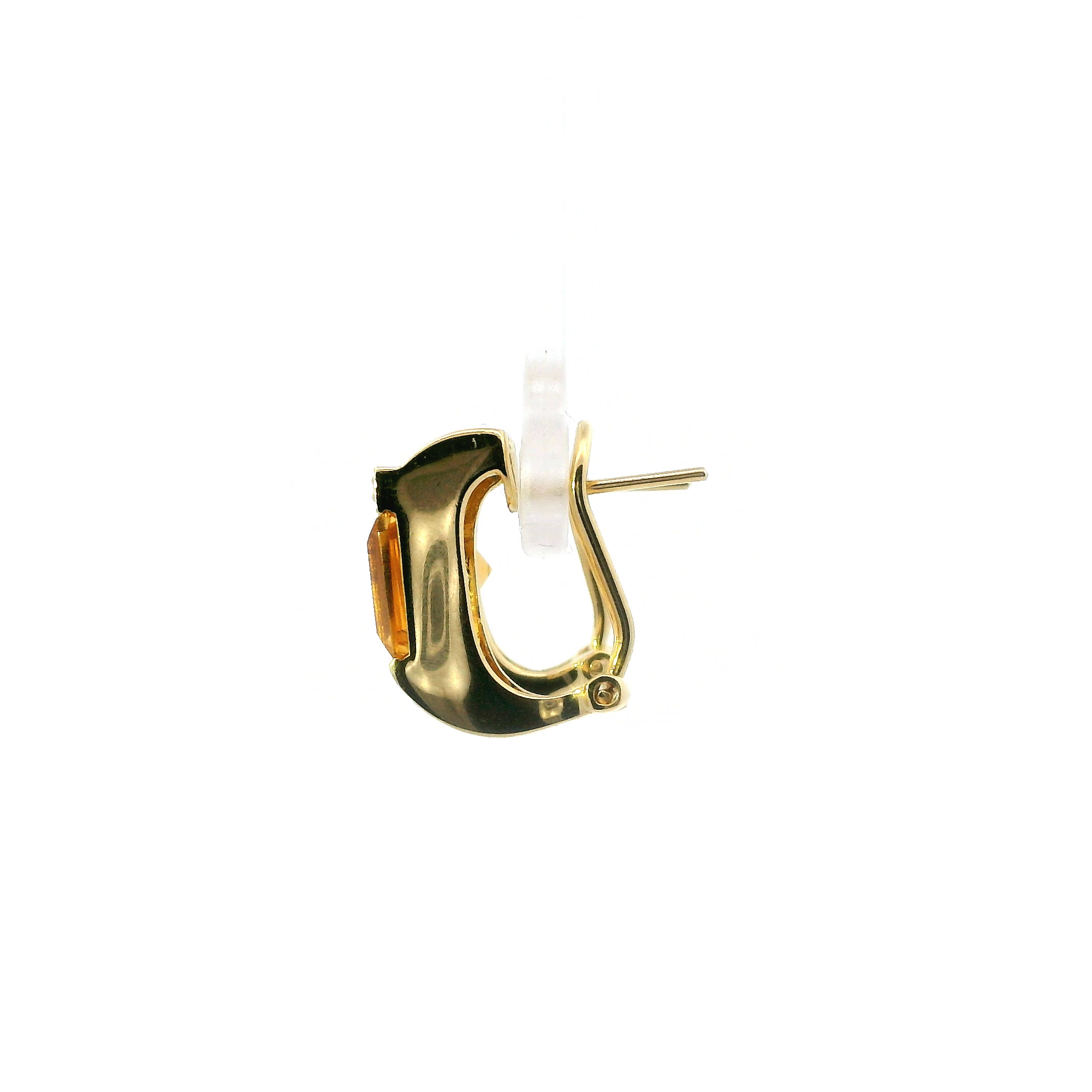 18K Yellow Gold Citrine & Diamond Lever back Earrings -0.05ct