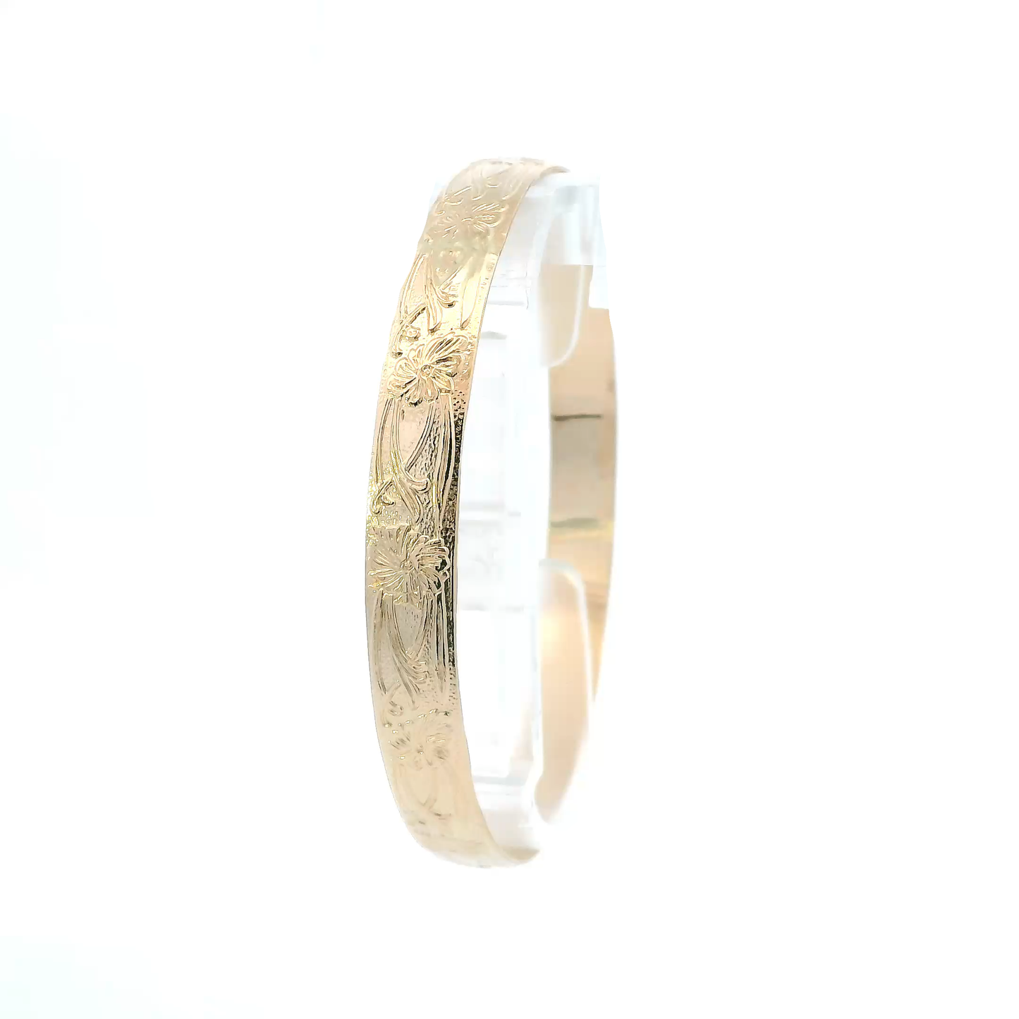 10K Yellow Gold Floral Bangle Bracelet