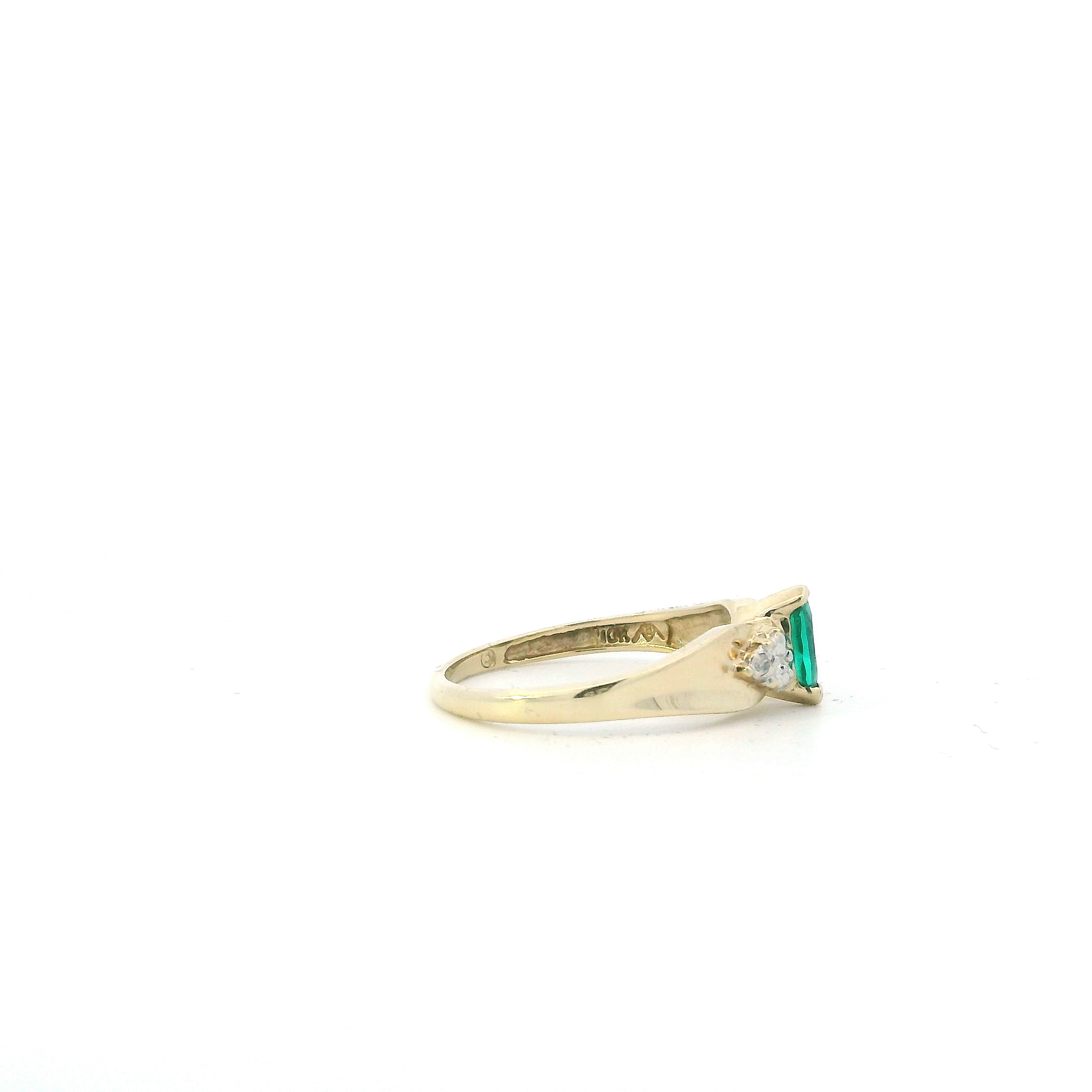 10K Yellow Gold Emerald Women's Ring