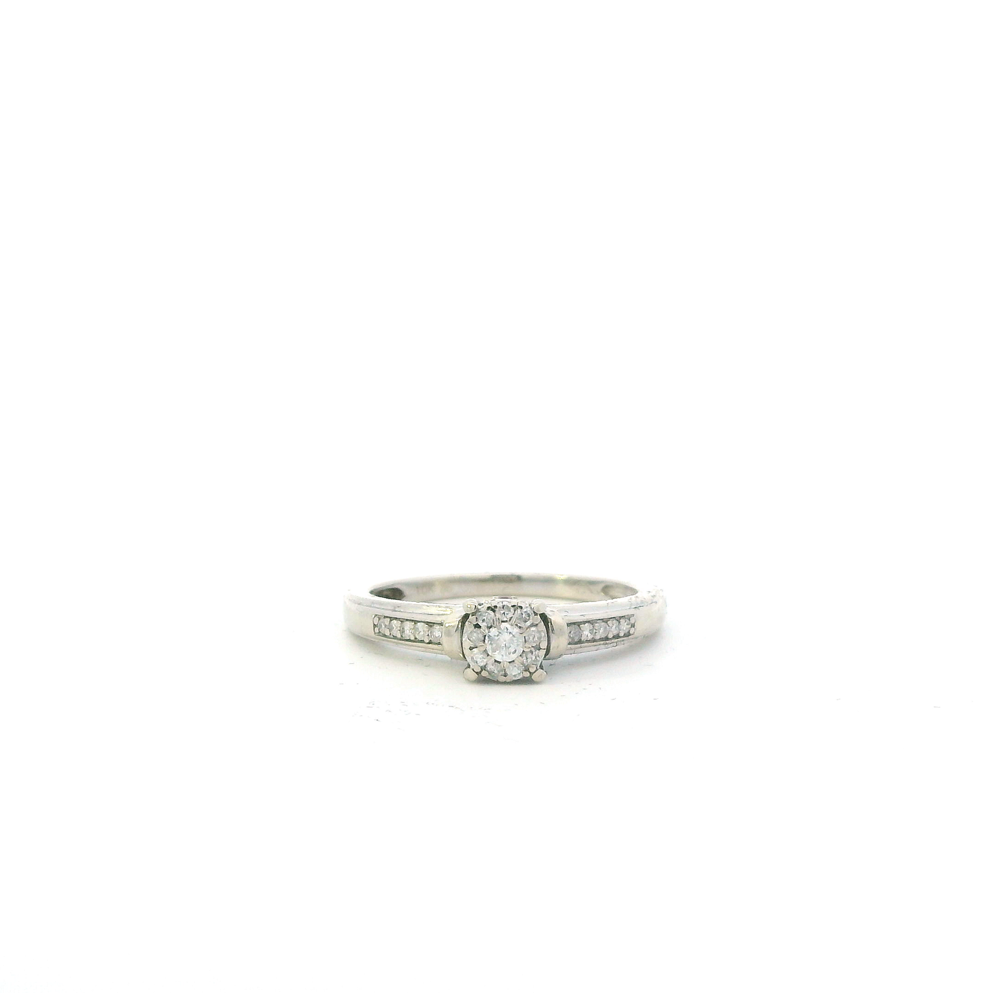 10K White Gold Diamond & Ruby Women's Ring -0.13ct