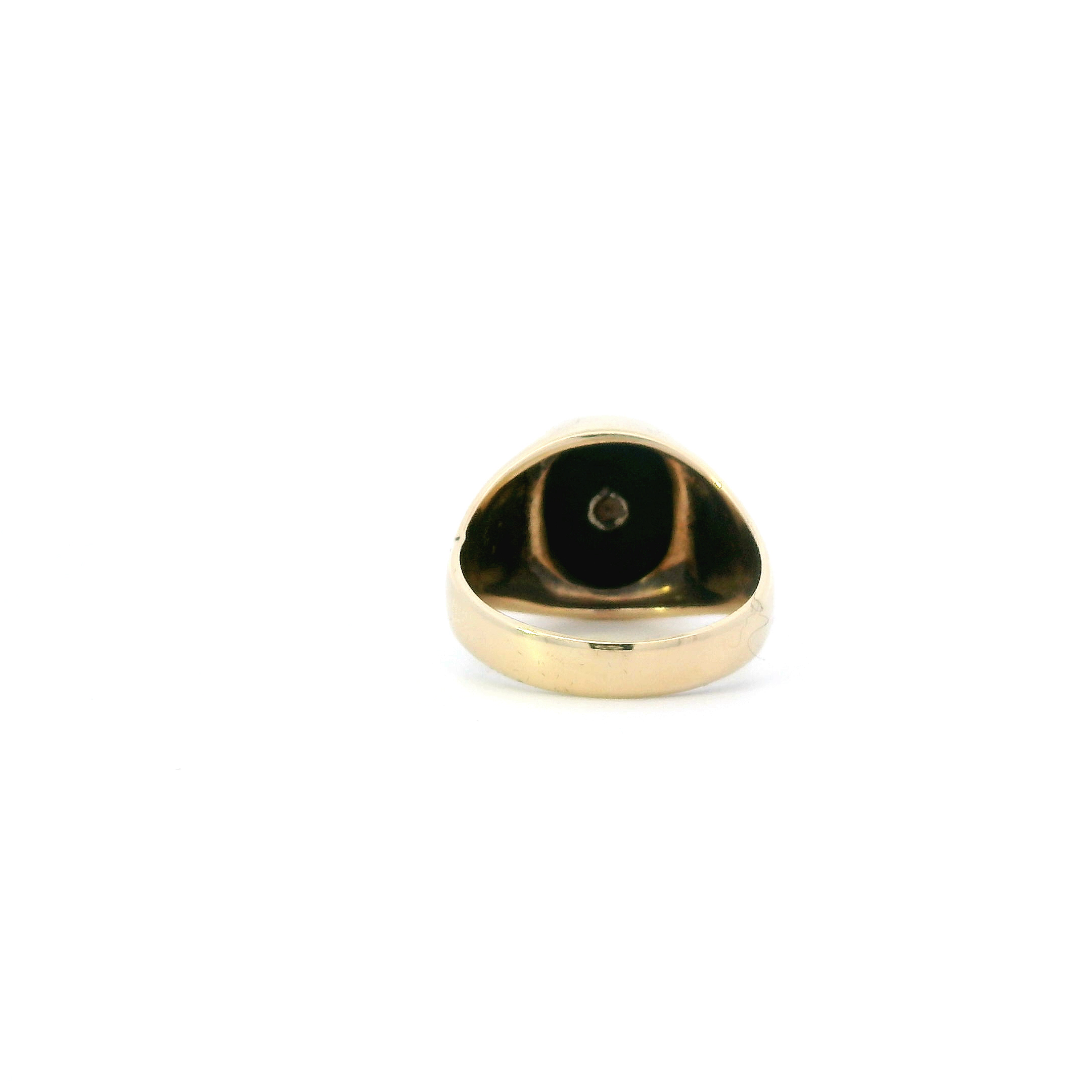 10K Yellow Gold Black Onyx & Diamond Women's Ring - 0.06ct