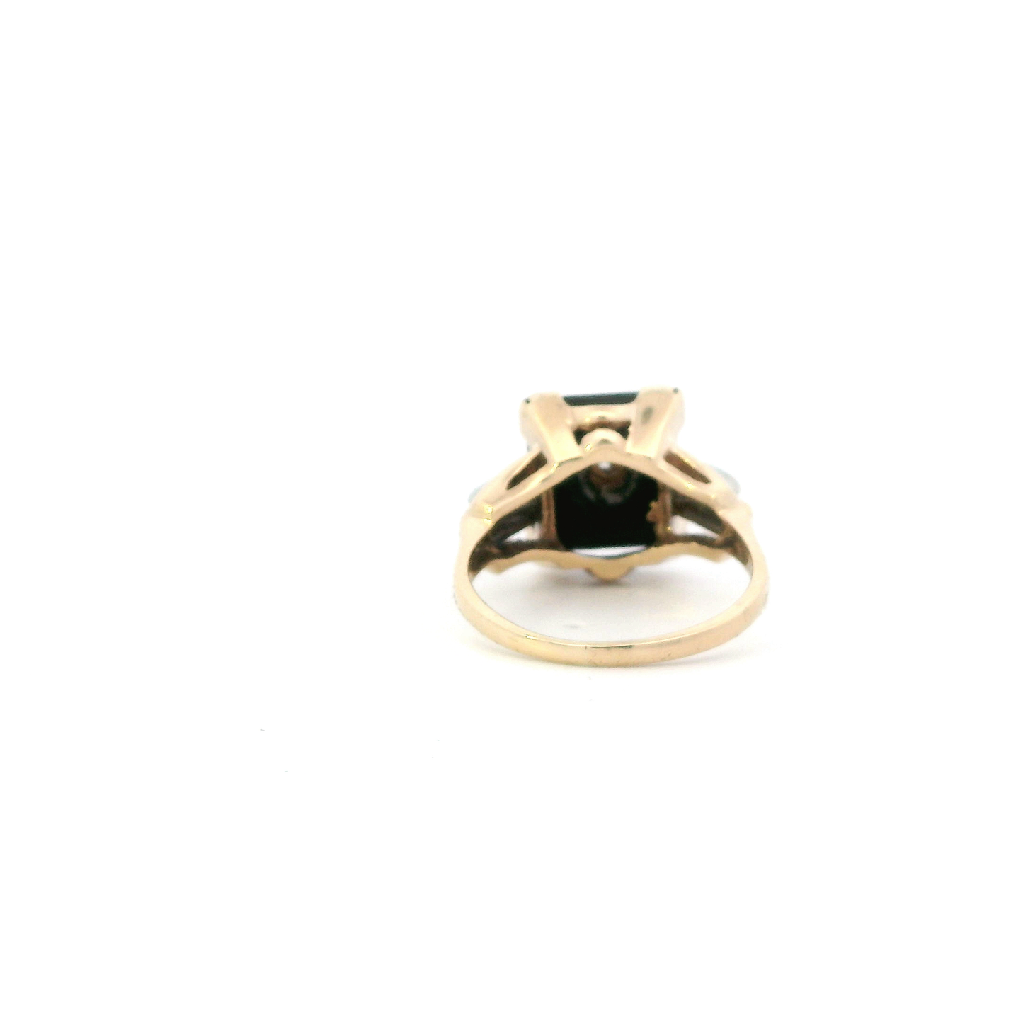 10K Yellow & White Gold Black Onyx & Diamond Men's Ring -0.05ct