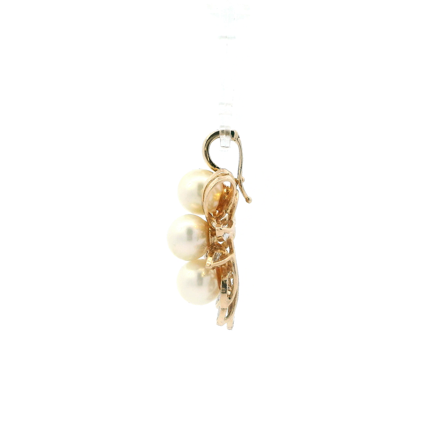 14K Yellow gold Pearl & Diamond Pendant -0.09ct