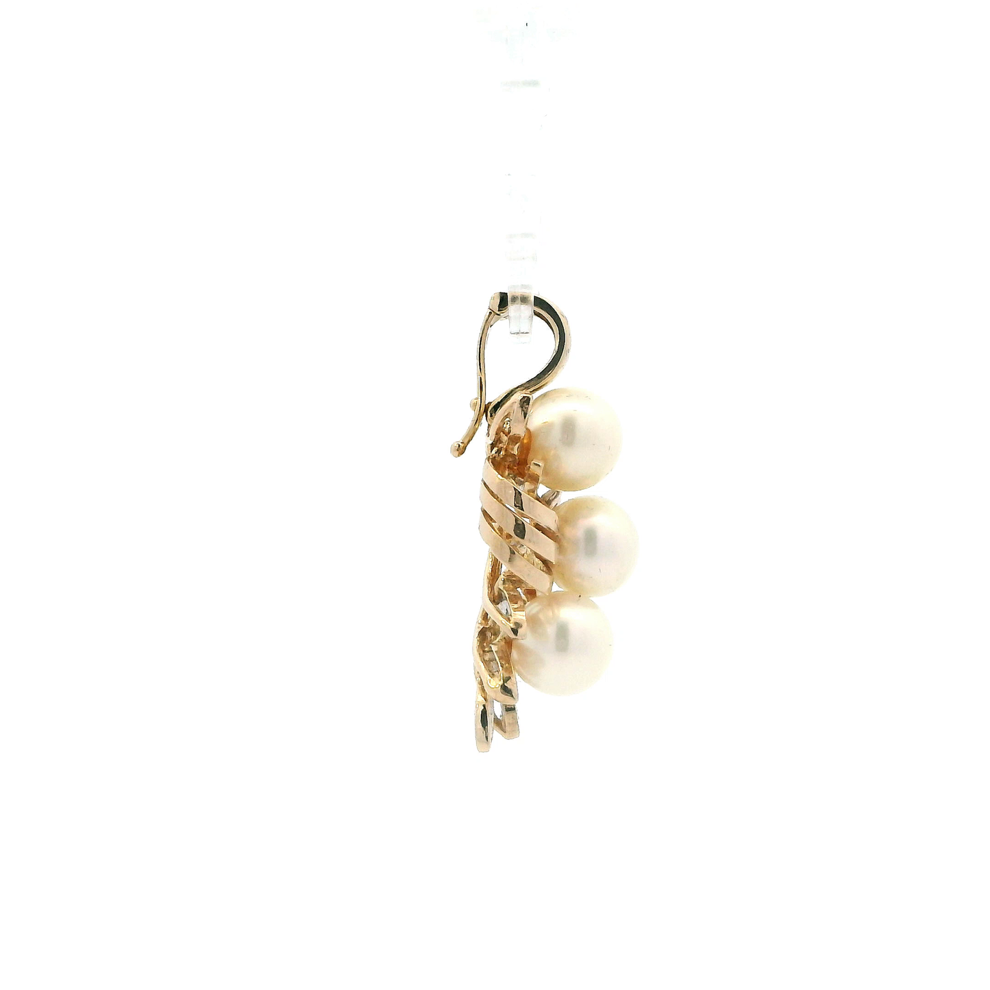 14K Yellow gold Pearl & Diamond Pendant -0.09ct