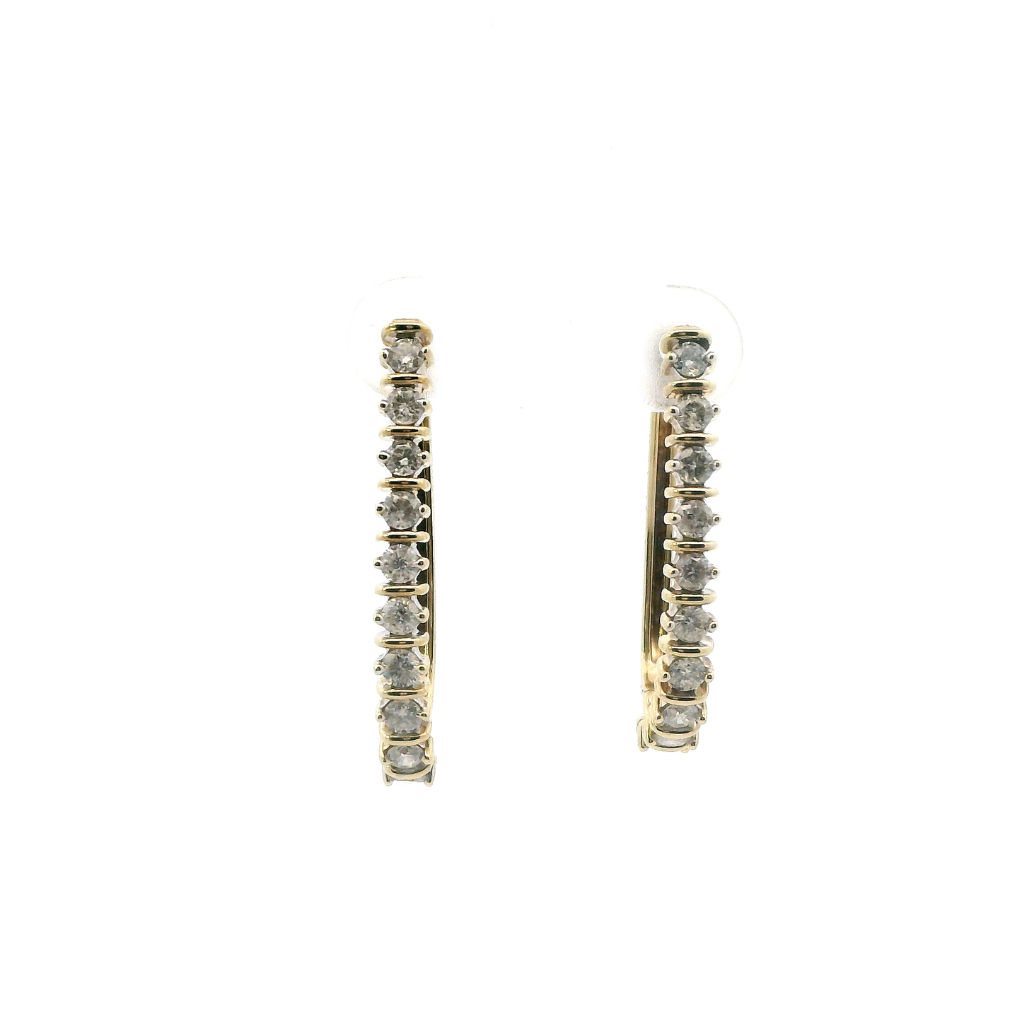 10K Yellow Gold Diamond Oval Hoop Earrings - 1.00ct
