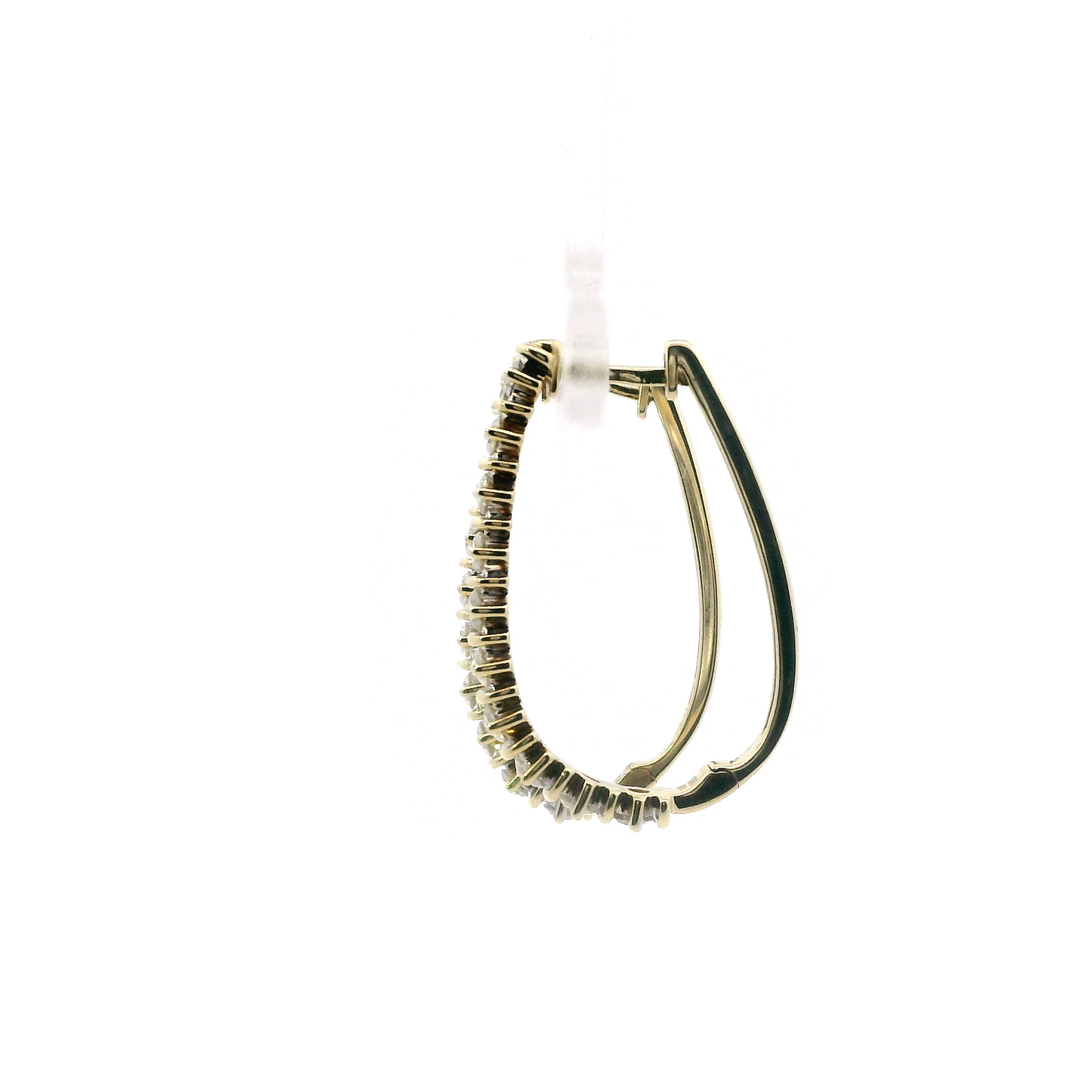 10K Yellow Gold Diamond Oval Hoop Earrings - 1.00ct