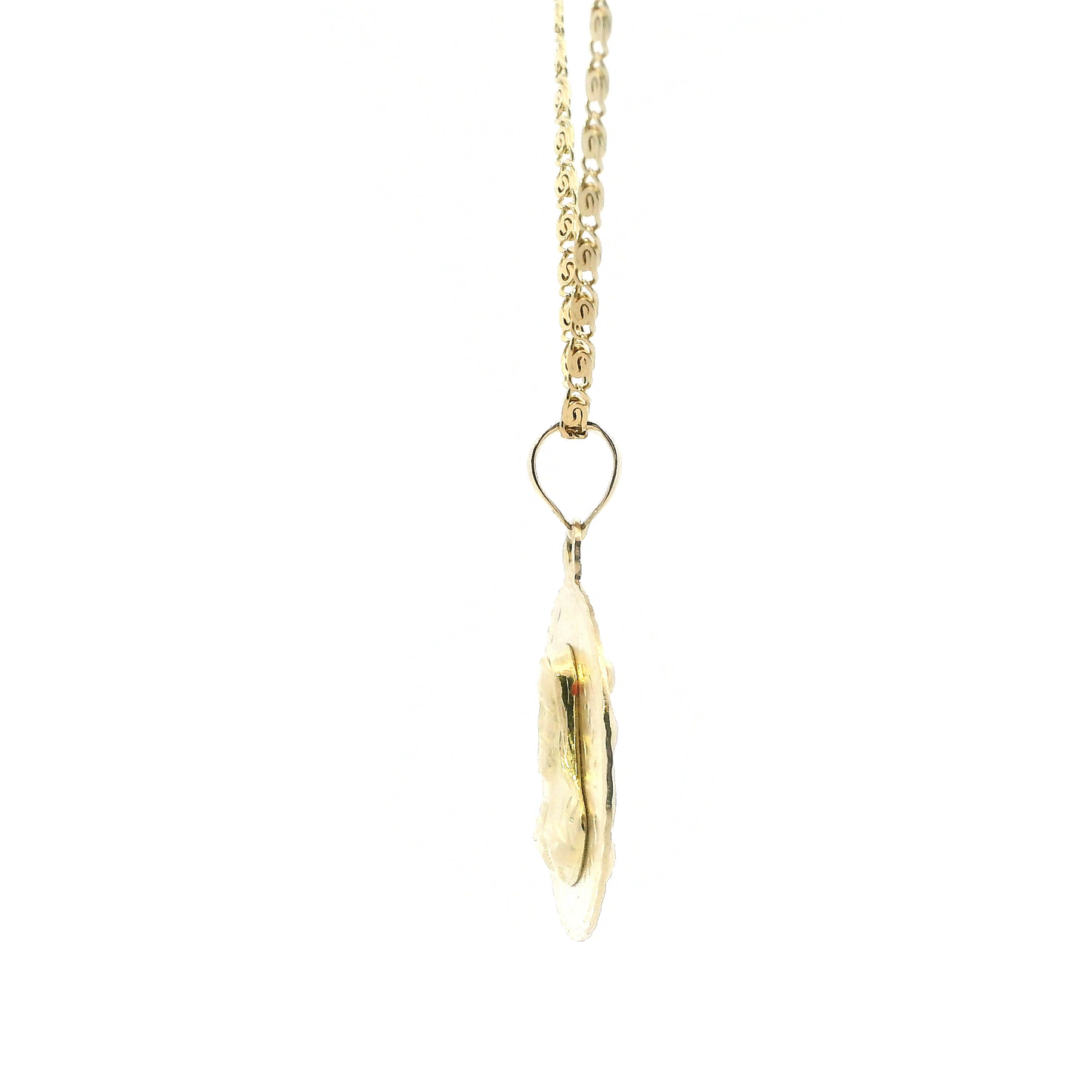 14K Yellow Gold Double Sided Religious Pendant & 20" Snail Chain